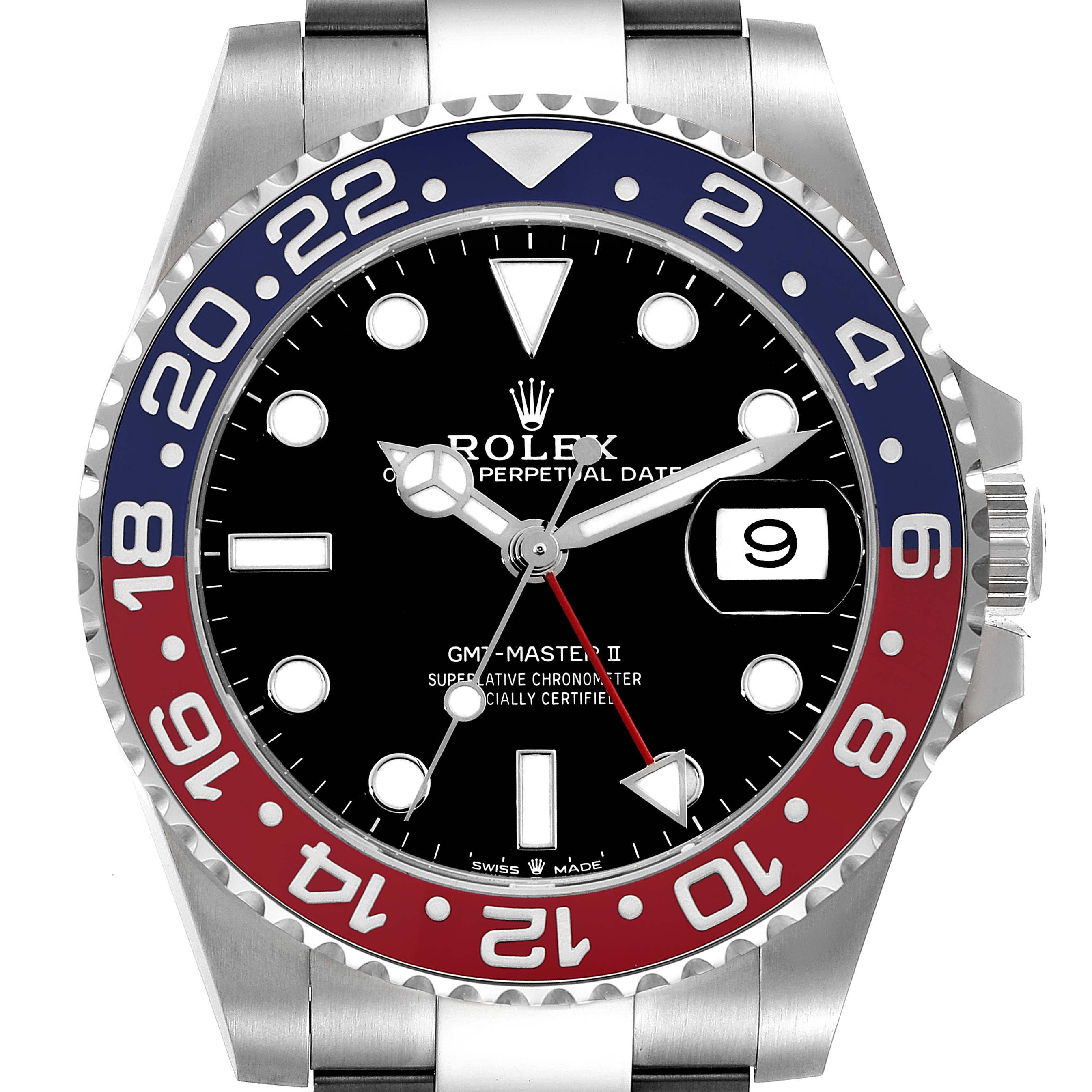 Rolex GMT Master II Pepsi Bezel Oyster Steel Mens Watch 126710 Box Card