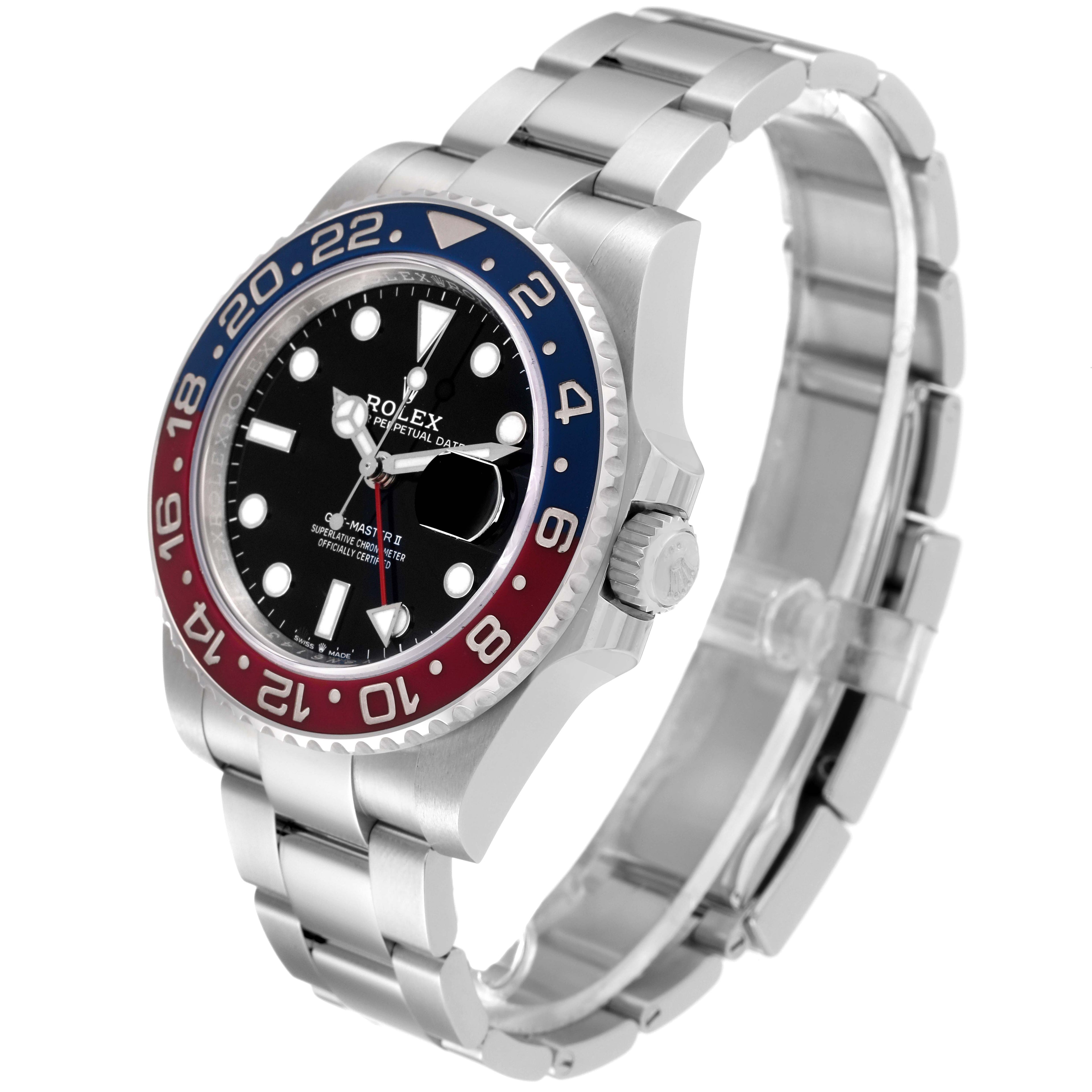 Rolex GMT Master II Pepsi Bezel Oyster Steel Mens Watch 126710 Box Card