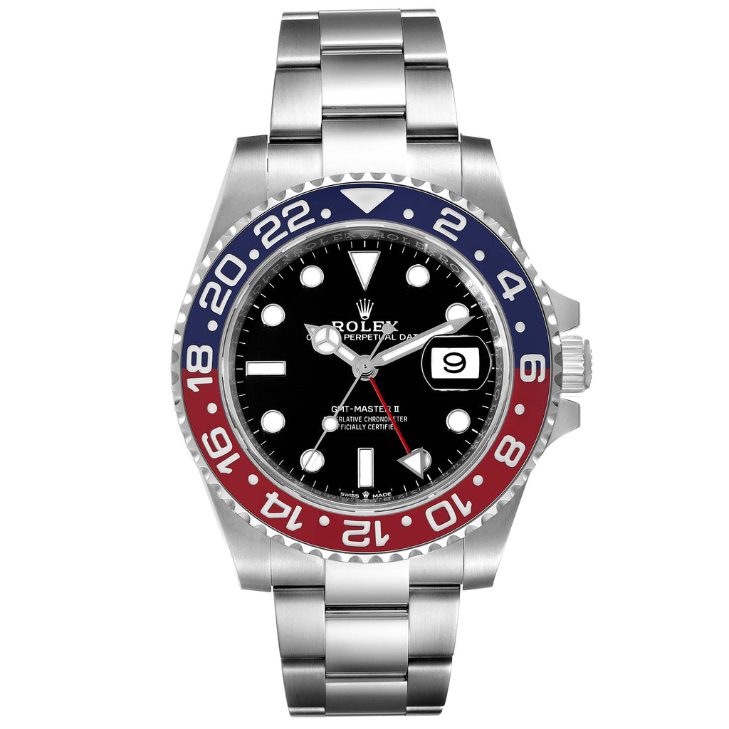 Rolex GMT Master II Pepsi Bezel Oyster Steel Mens Watch 126710BLRO Unworn