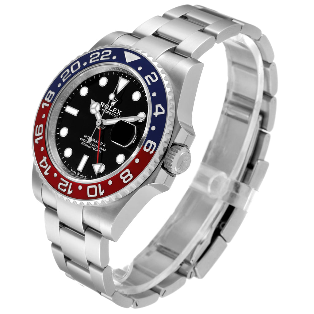 Rolex GMT Master II Pepsi Bezel Oyster Steel Mens Watch 126710BLRO Unworn