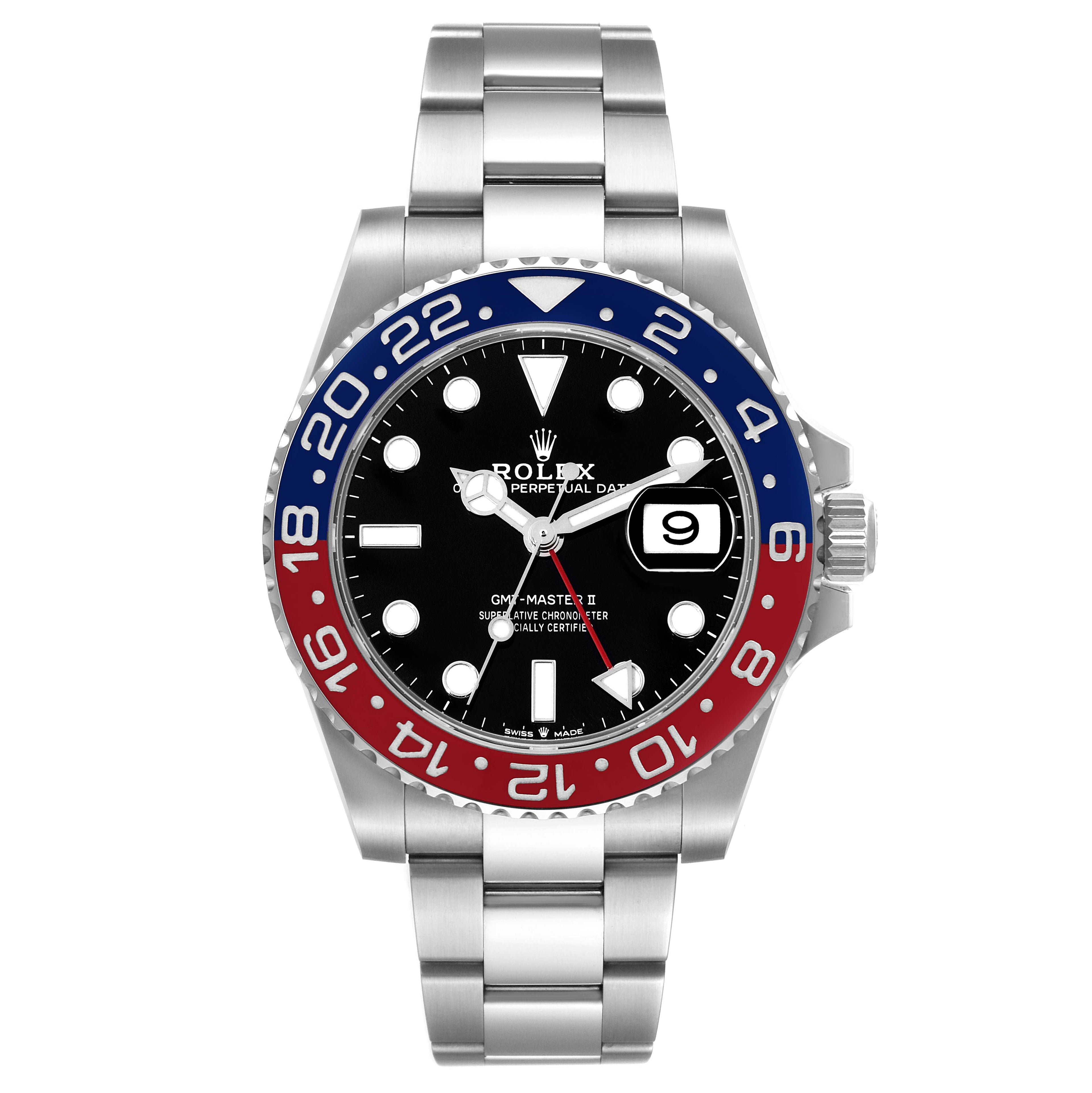 Rolex GMT Master II Pepsi Bezel Oyster Steel Mens Watch 126710 Unworn