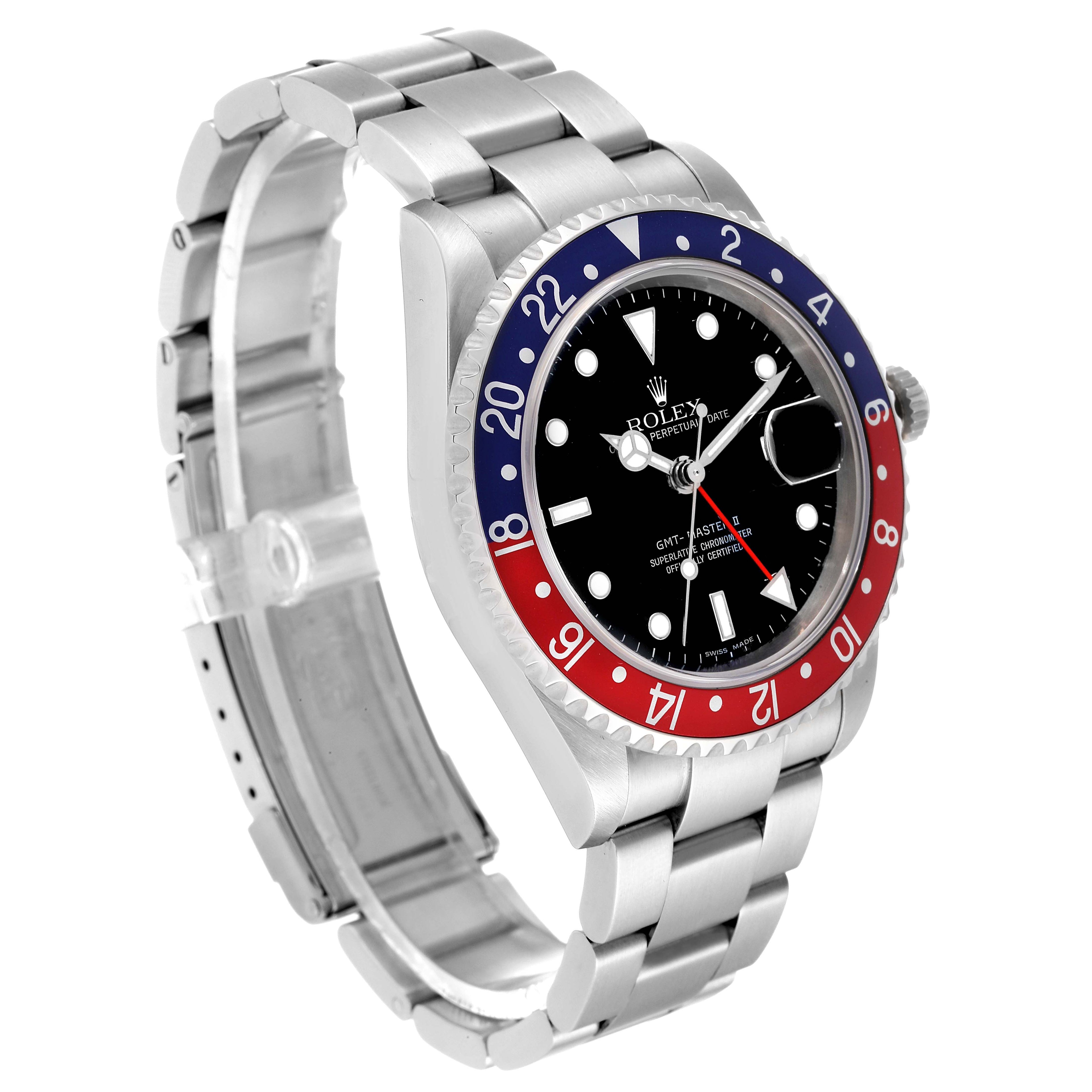 Rolex GMT Master II Pepsi Bezel Steel Mens Watch 16710 Box Card