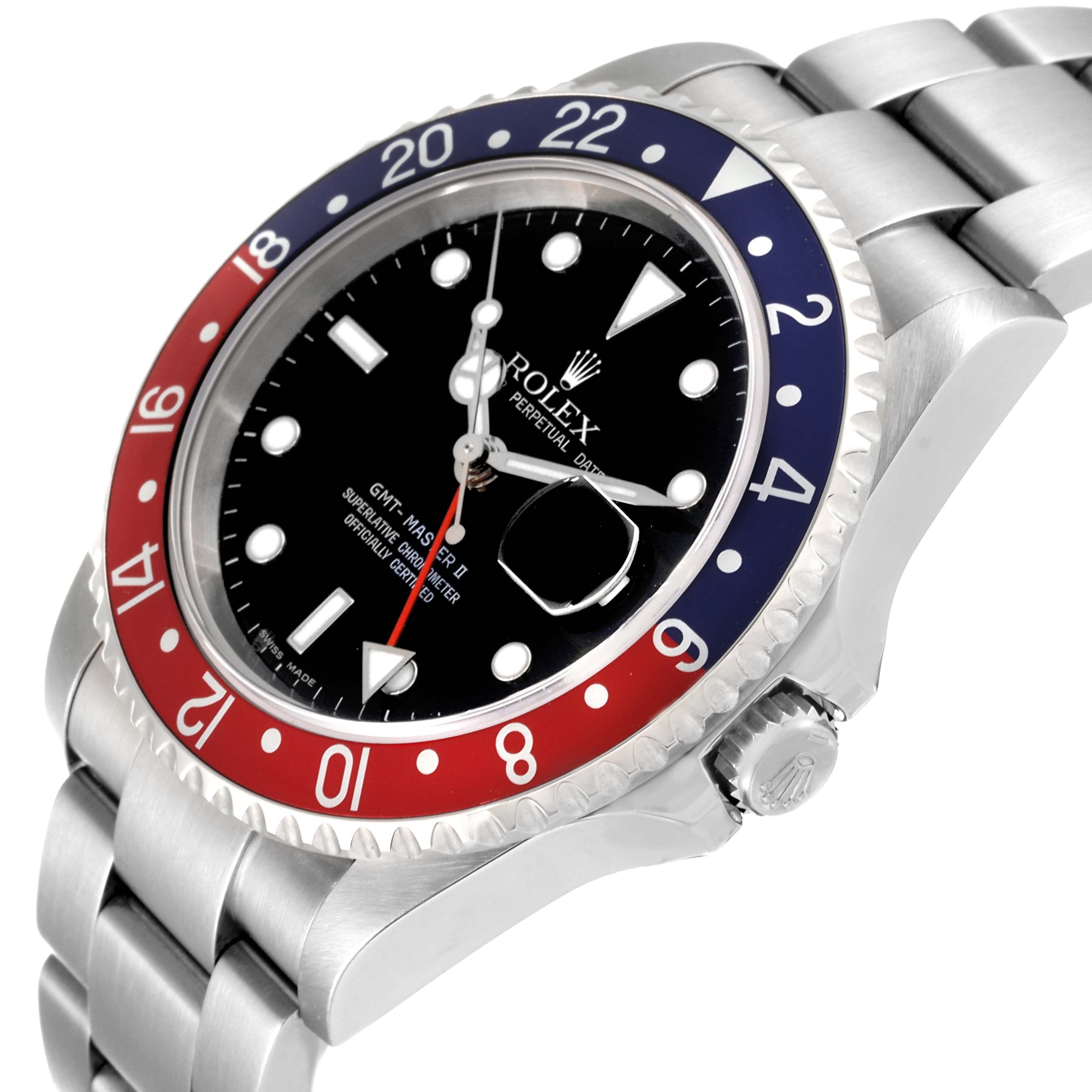Rolex GMT Master II Pepsi Bezel Steel Mens Watch 16710 Box Card