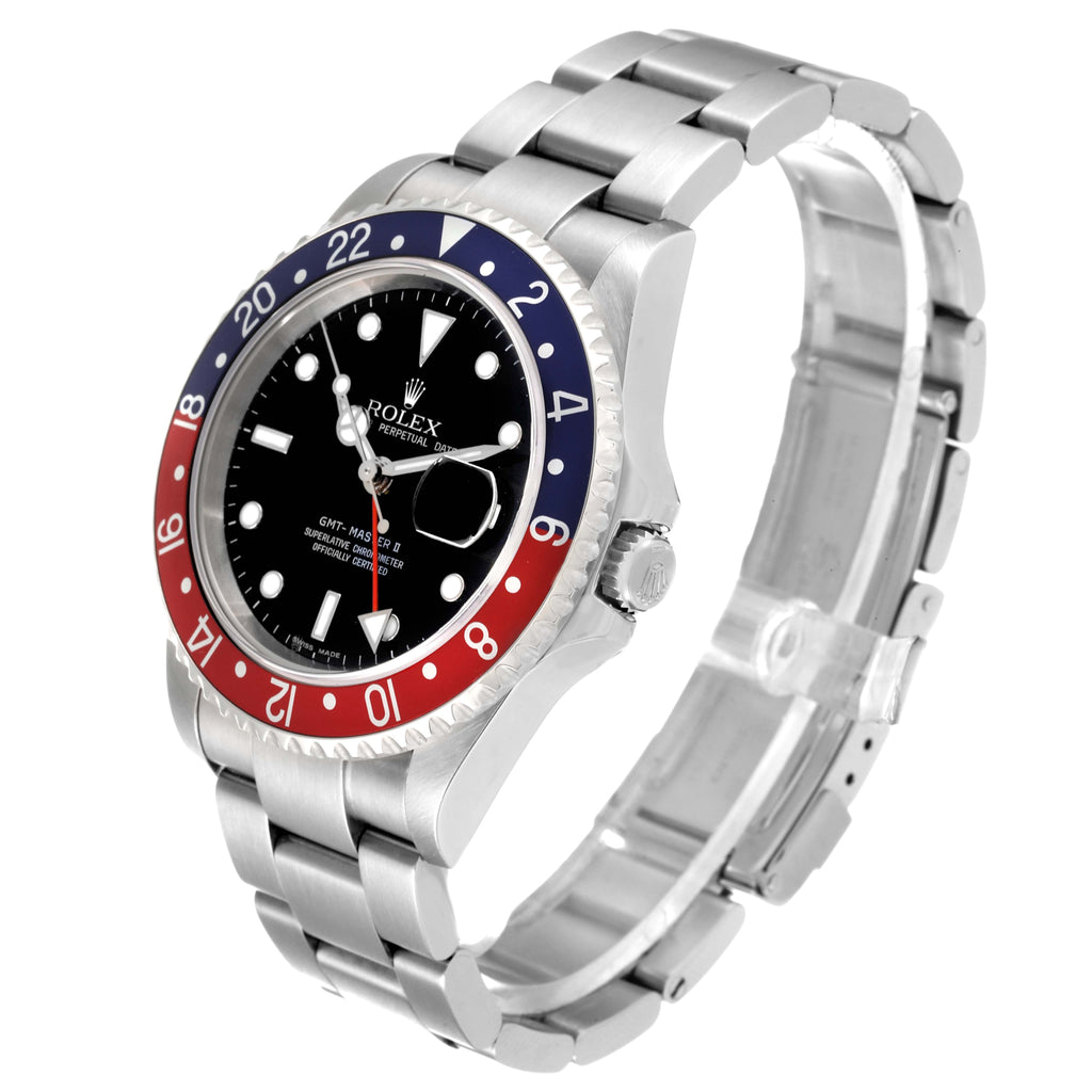 Rolex GMT Master II Pepsi Bezel Steel Mens Watch 16710 Box Card