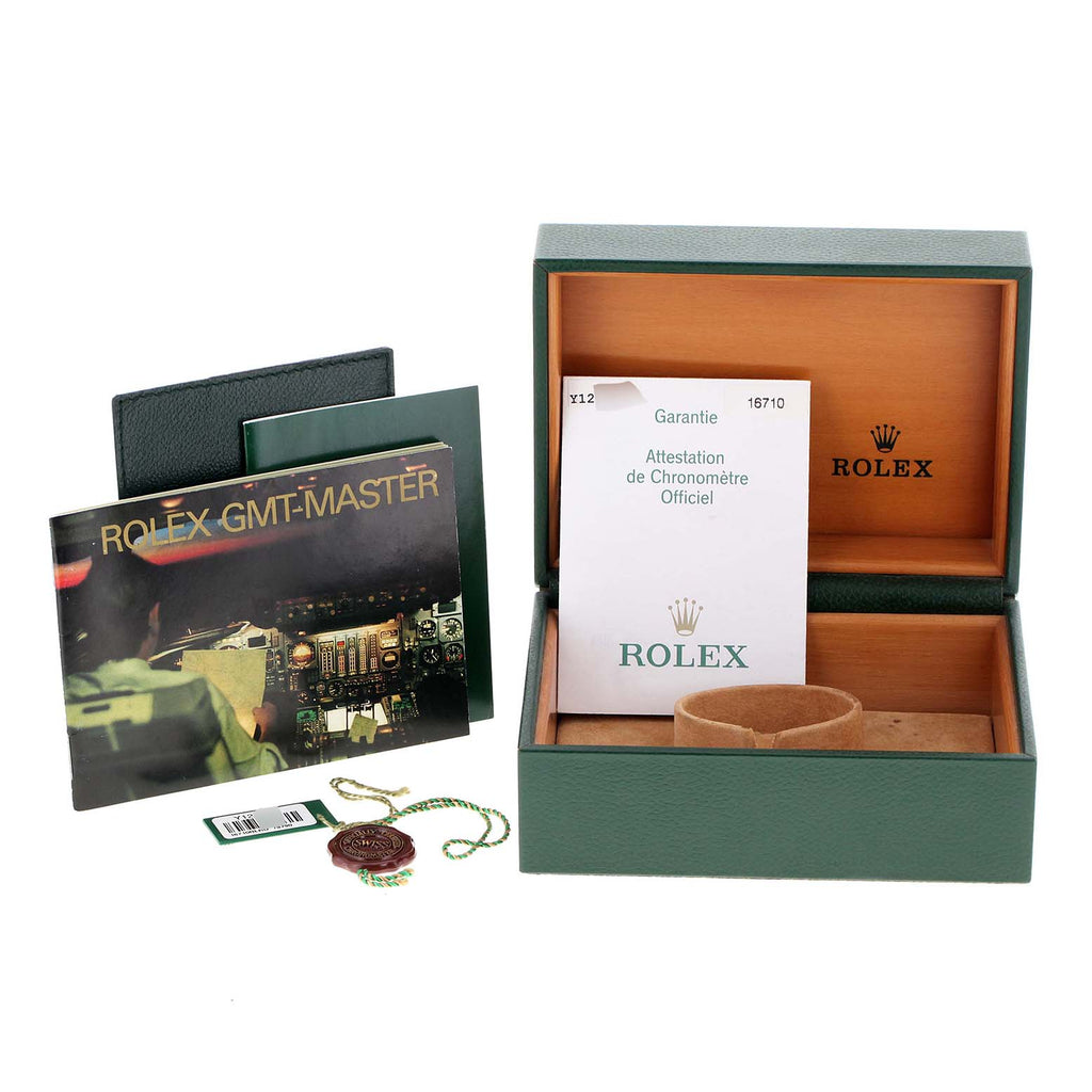 Rolex GMT Master II Pepsi Bezel Steel Mens Watch 16710 Box Papers
