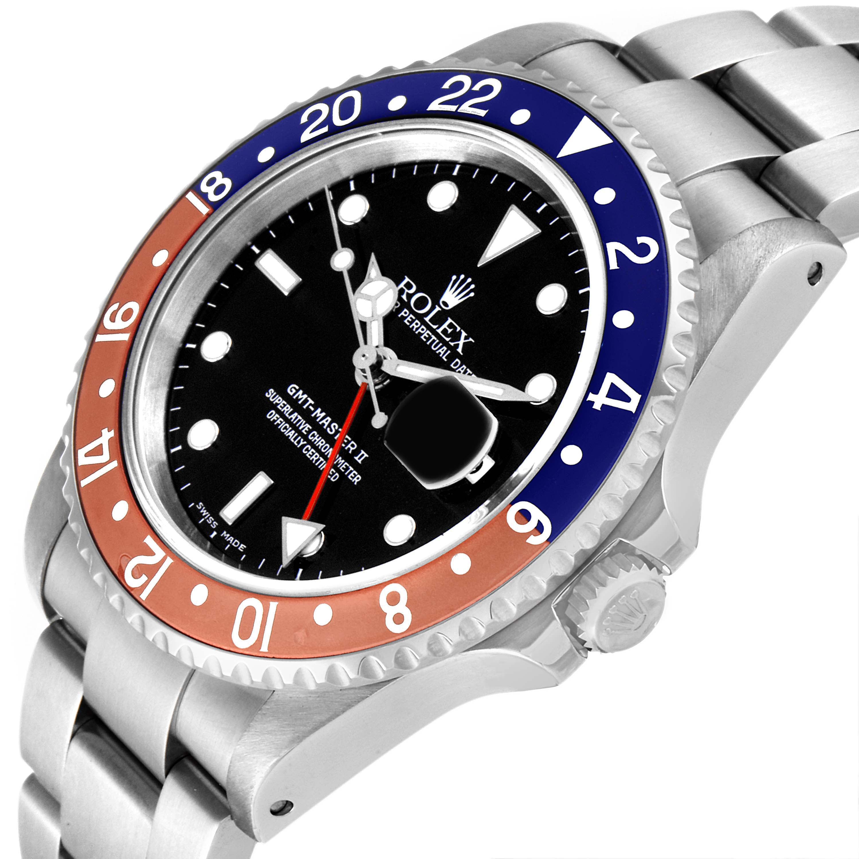 Rolex GMT Master II Pepsi Bezel Steel Mens Watch 16710 Box Papers