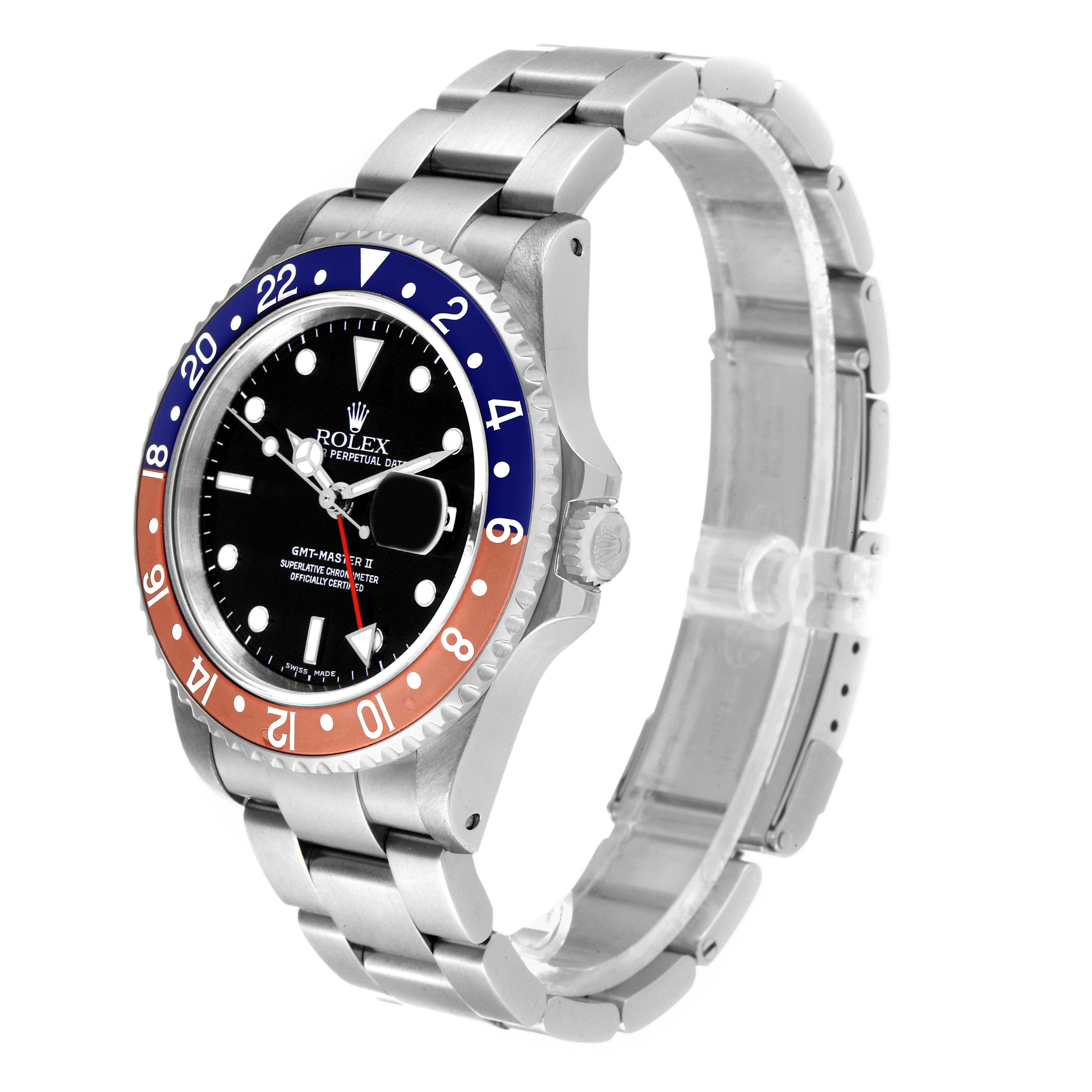 Rolex GMT Master II Pepsi Bezel Steel Mens Watch 16710 Box Papers