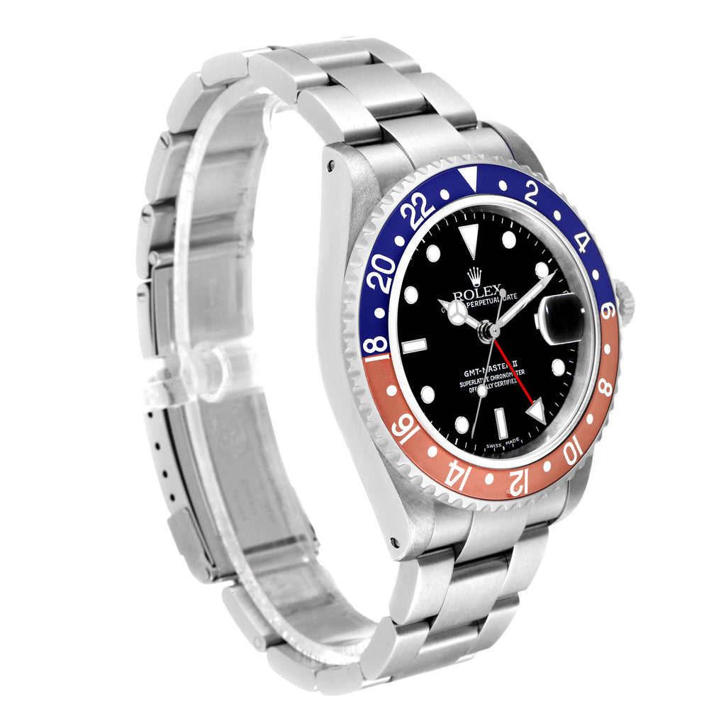 Rolex GMT Master II Pepsi Bezel Steel Mens Watch 16710 Box Papers