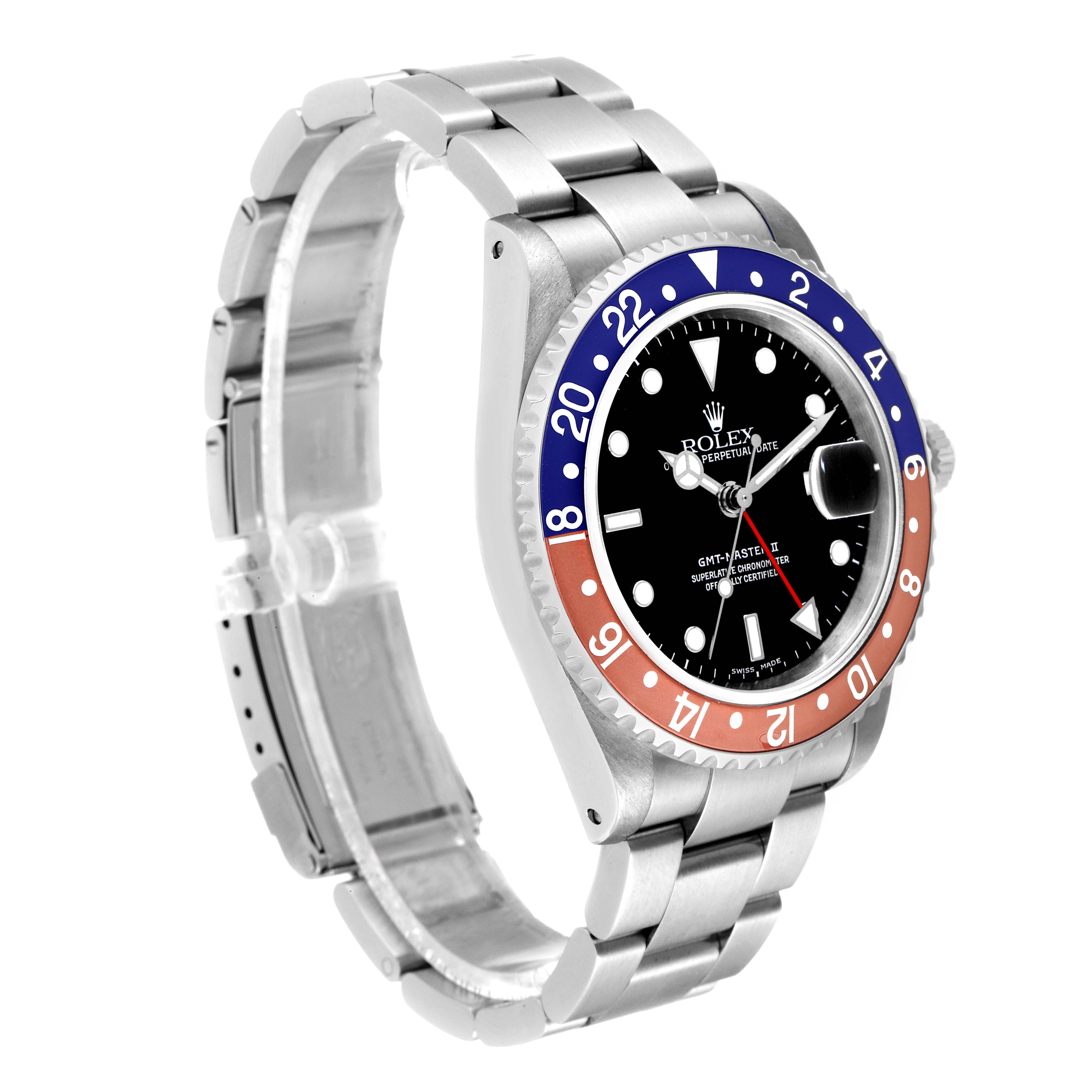 Rolex GMT Master II Pepsi Bezel Steel Mens Watch 16710 Box Papers
