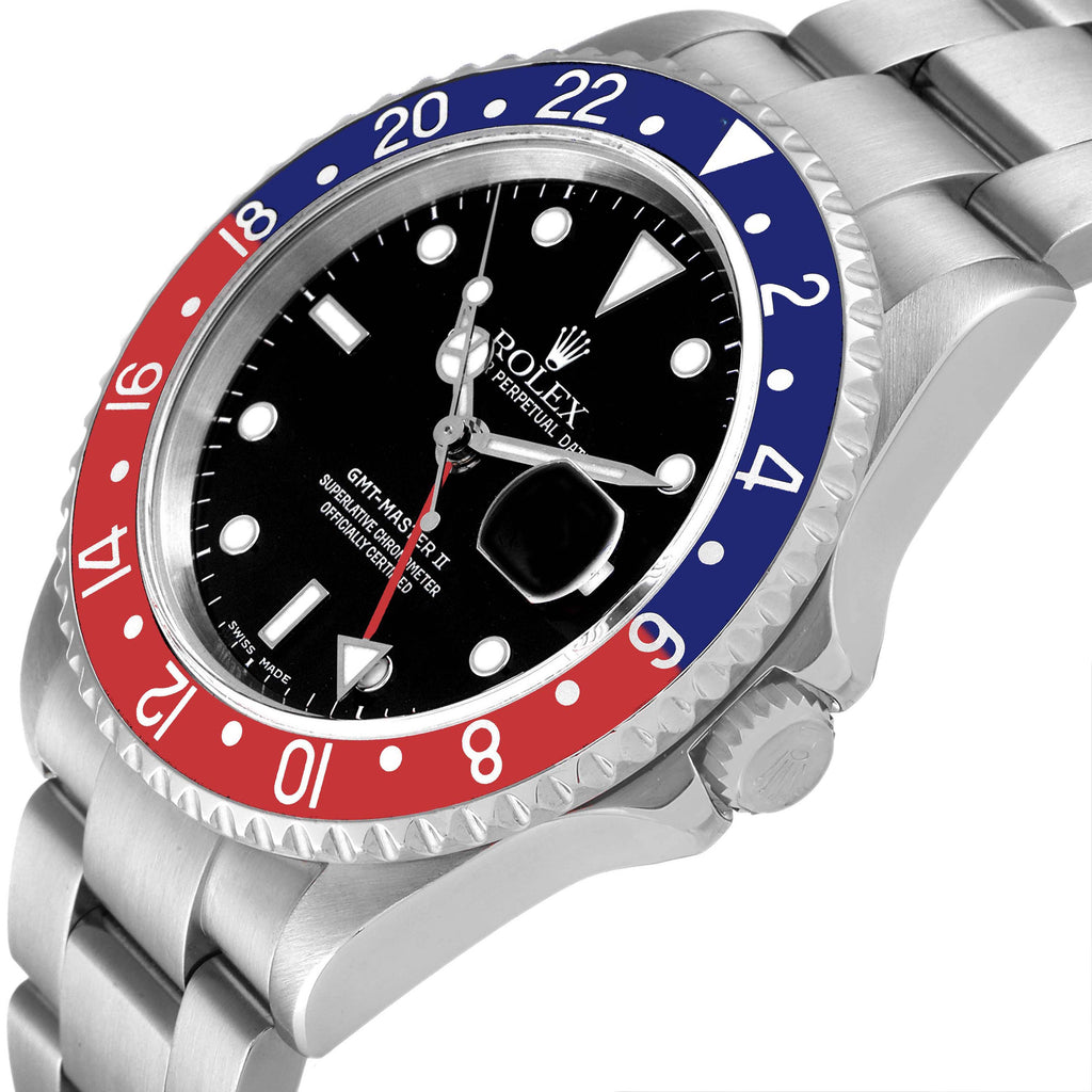Rolex GMT Master II Pepsi Bezel Steel Mens Watch 16710 Box Papers Service Card