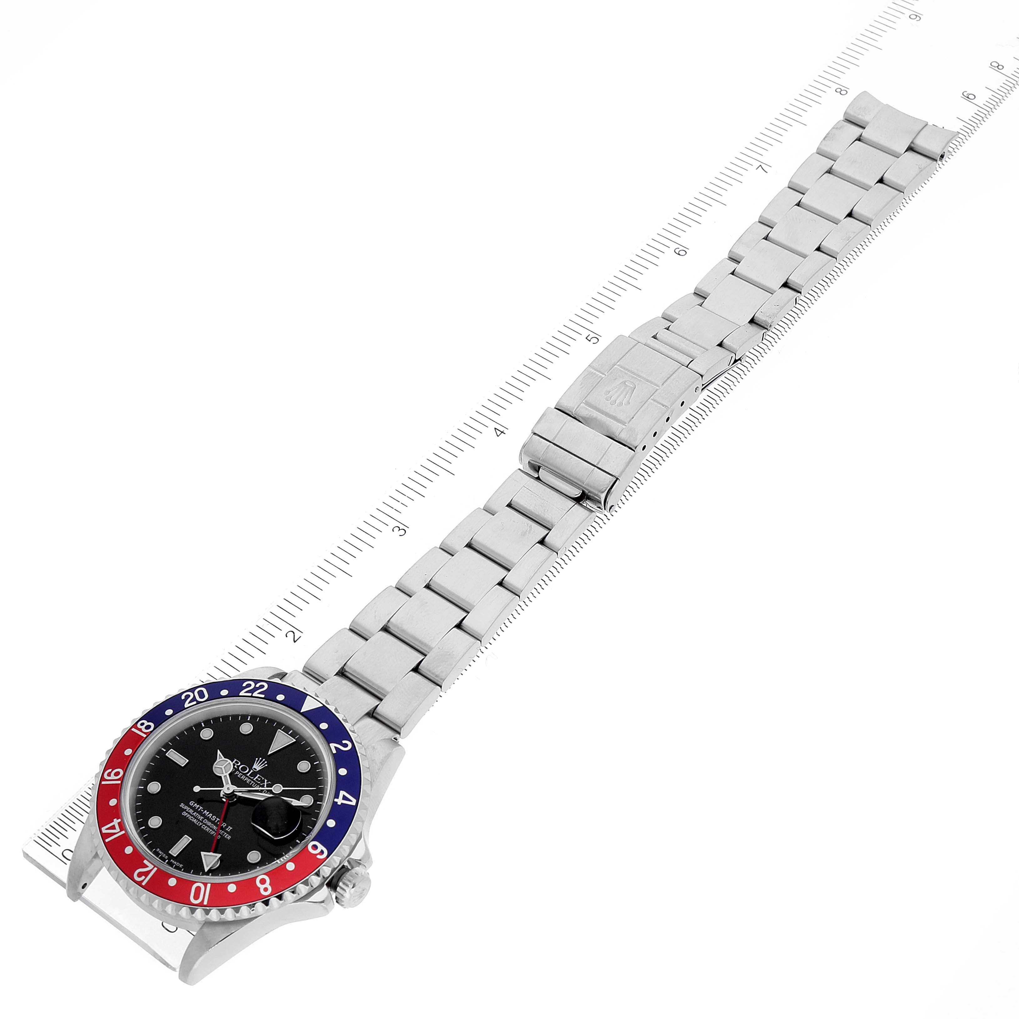 Rolex GMT Master II Pepsi Bezel Steel Mens Watch 16710 Box Papers Service Card