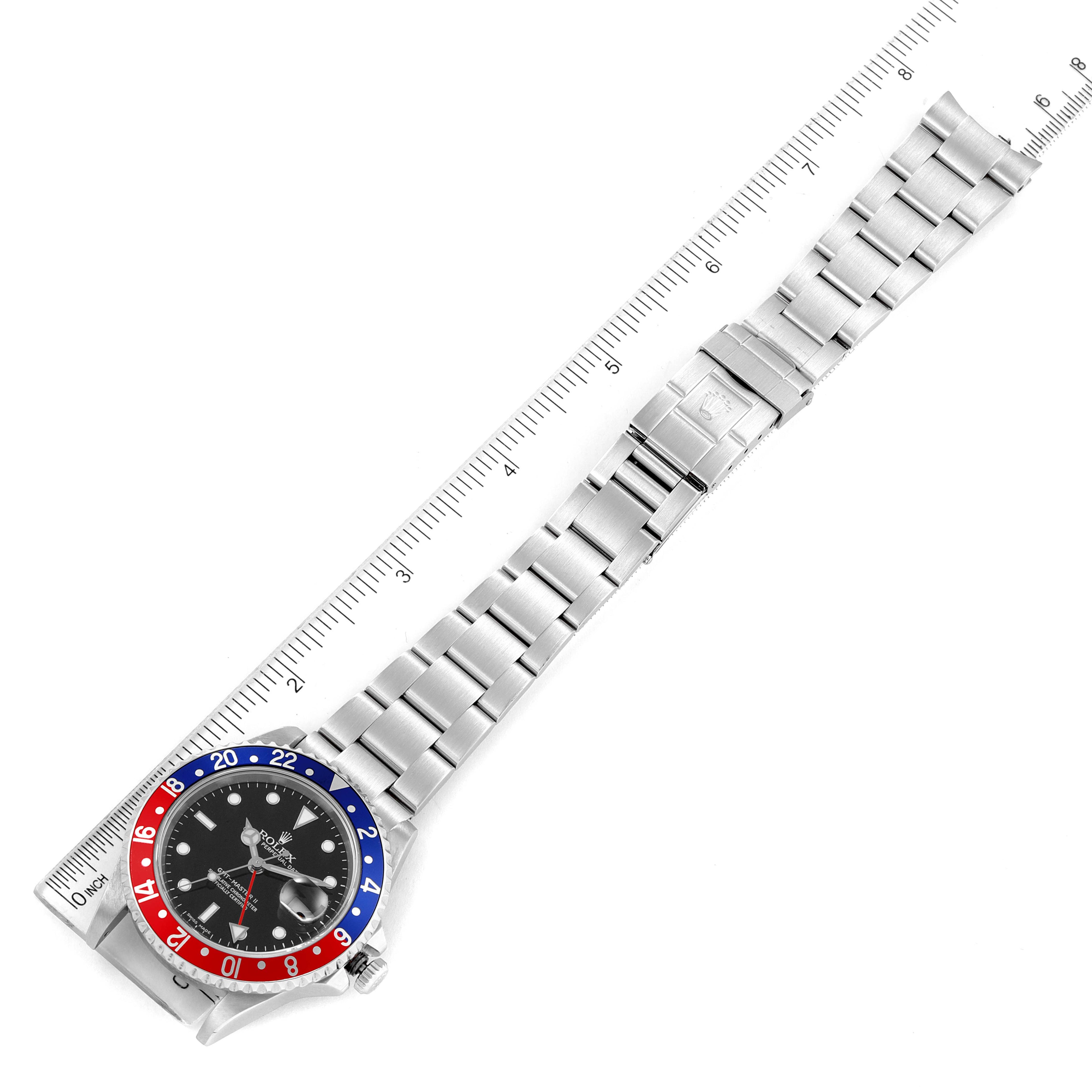 Rolex GMT Master II Pepsi Red Blue Bezel Parachrom Hairspring 3186 Steel Mens Watch 16710