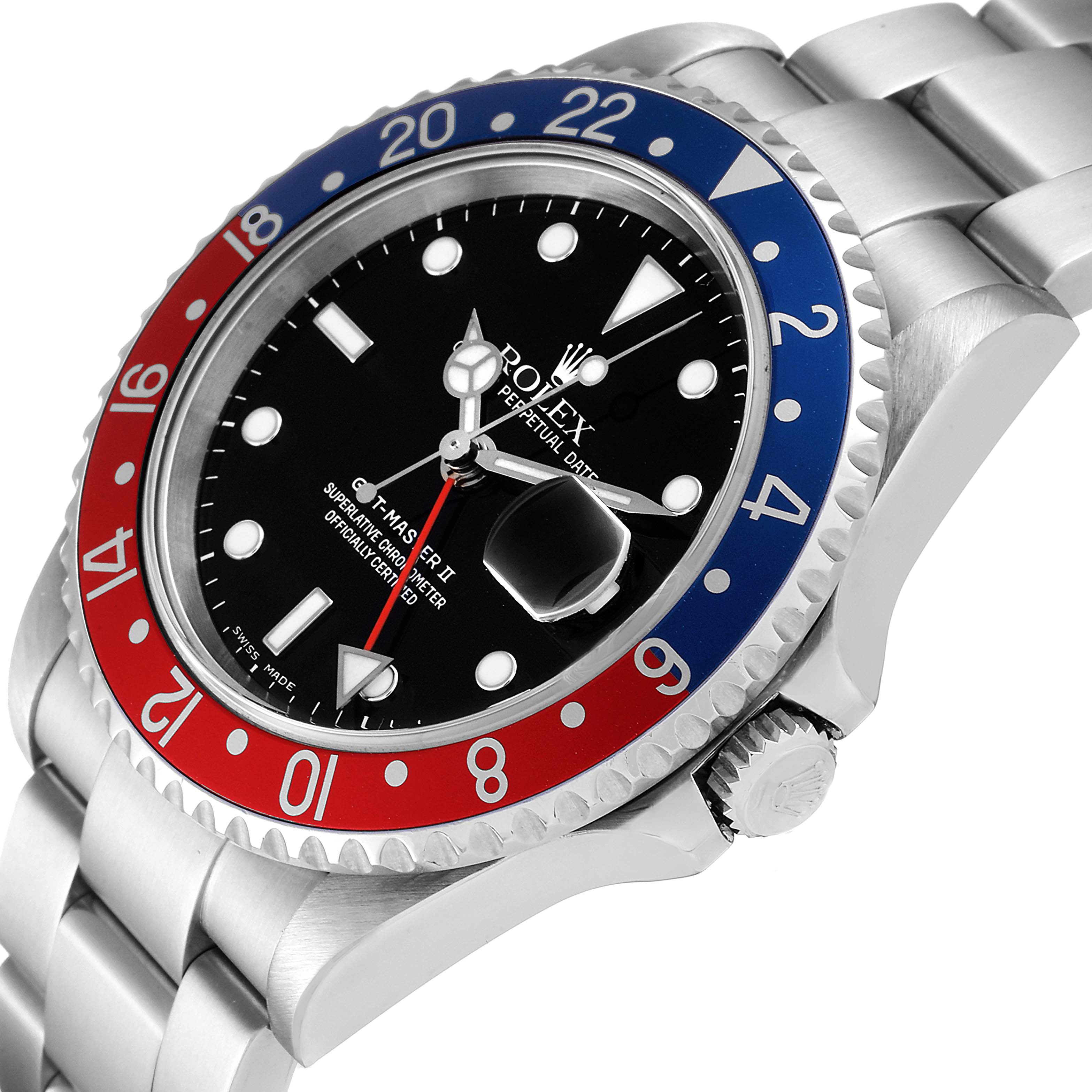 Rolex GMT Master II Pepsi Red and Blue Bezel Steel Mens Watch 16710