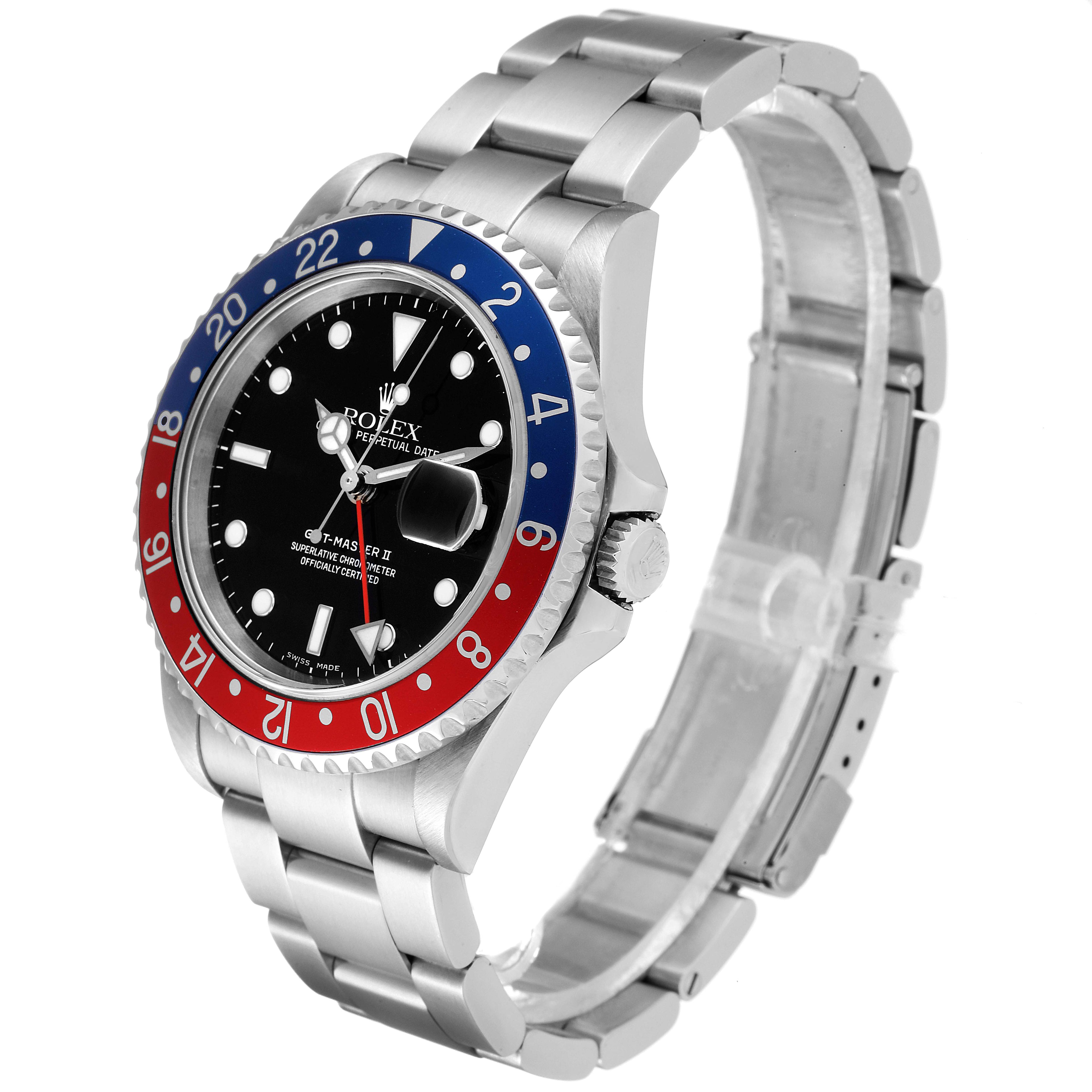 Rolex GMT Master II Pepsi Red and Blue Bezel Steel Mens Watch 16710