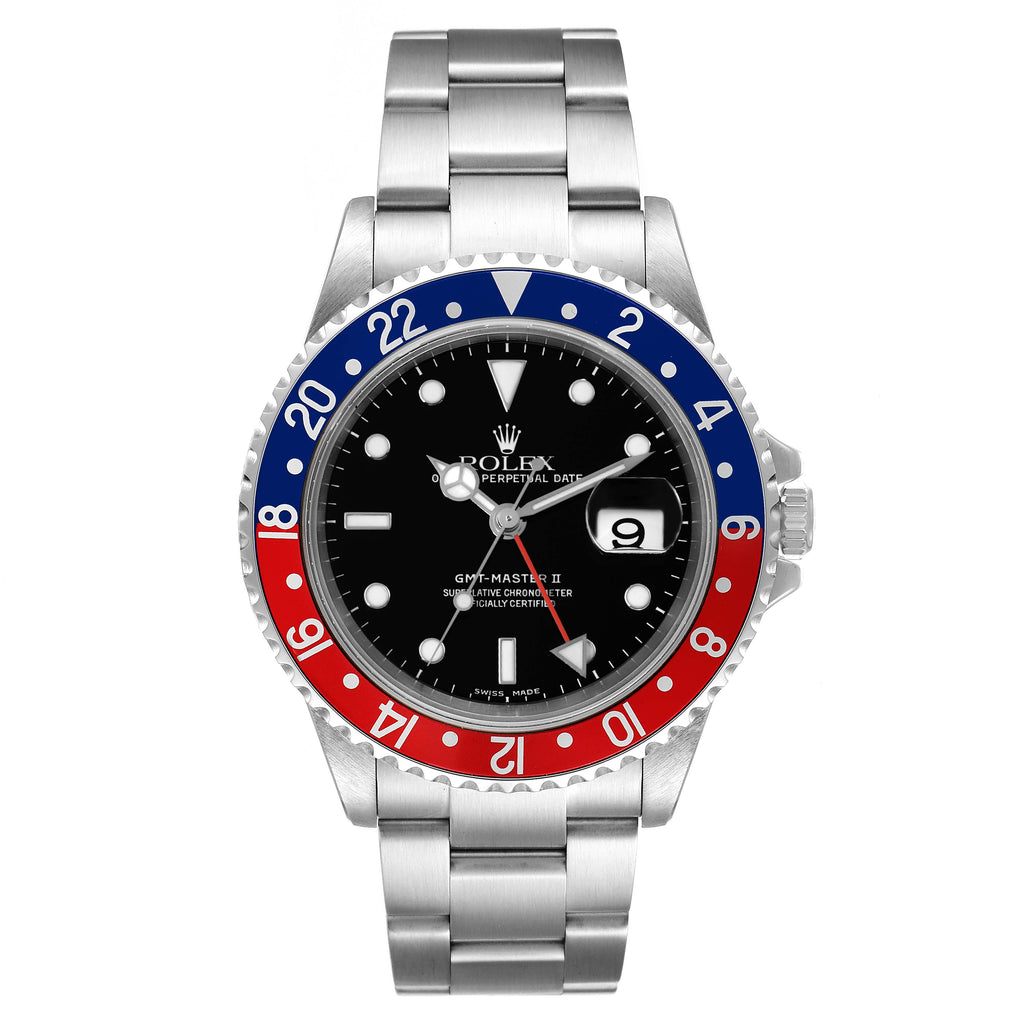 Rolex GMT Master II Pepsi Red and Blue Bezel Steel Mens Watch 16710