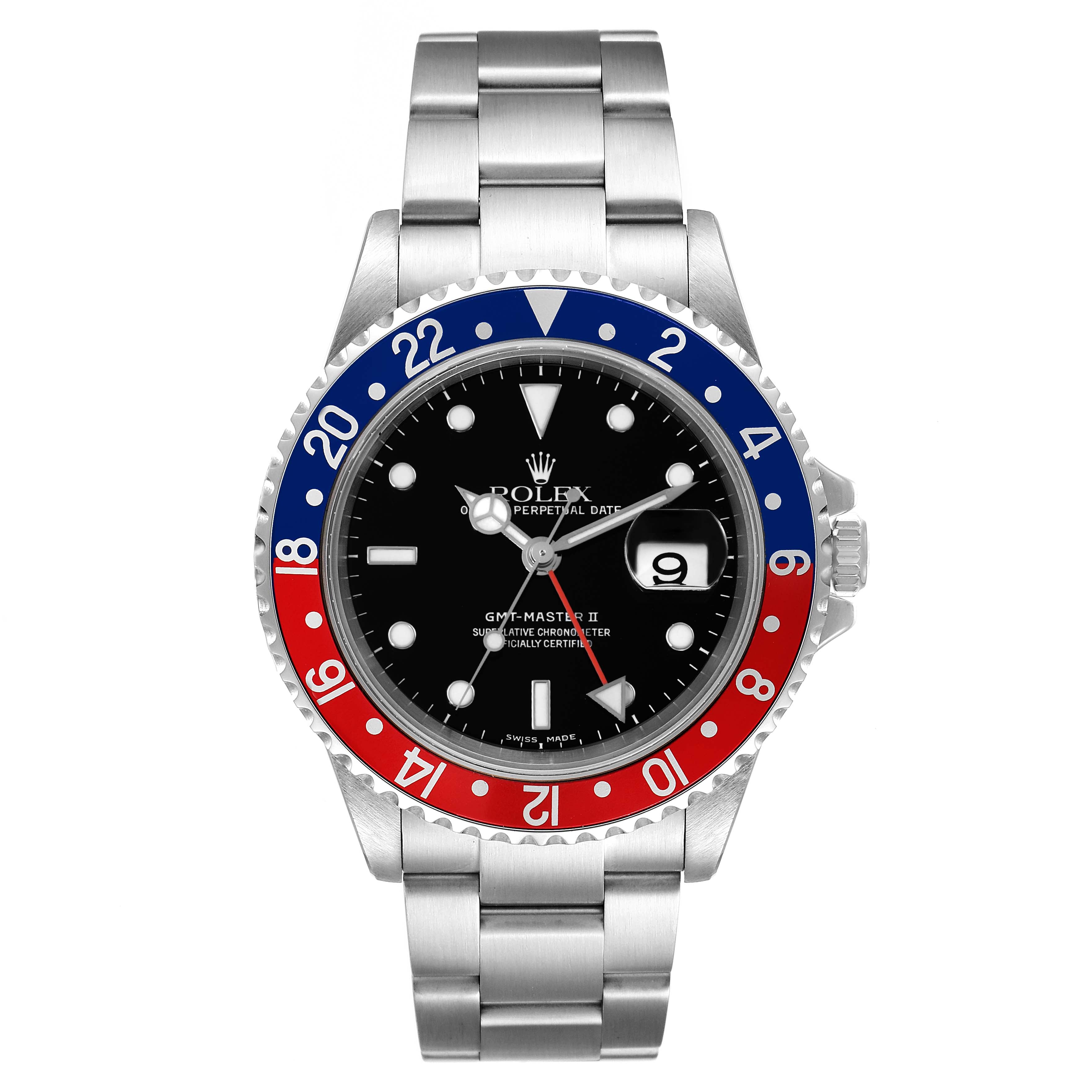 Rolex GMT Master II Pepsi Red and Blue Bezel Steel Mens Watch 16710