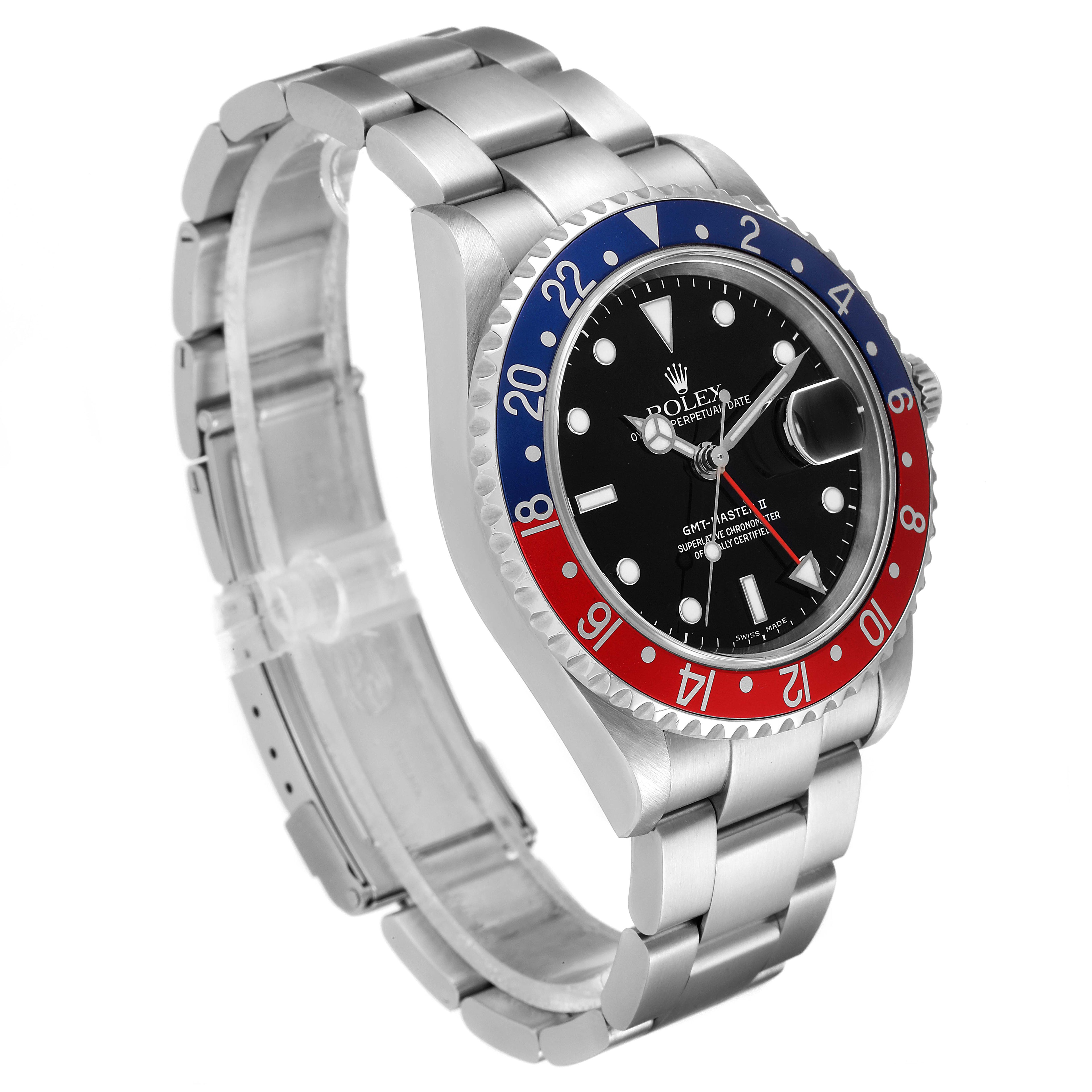 Rolex GMT Master II Pepsi Red and Blue Bezel Steel Mens Watch 16710