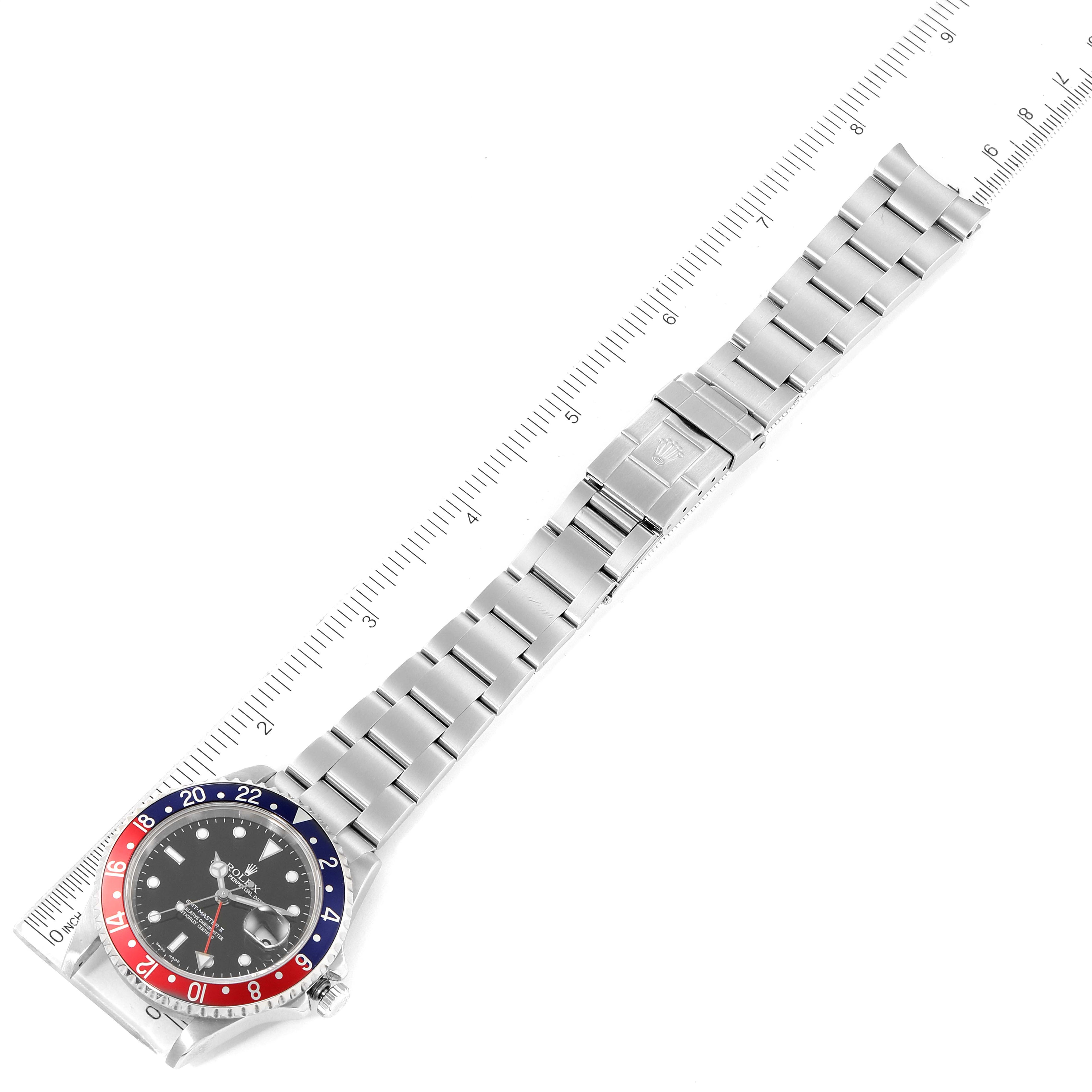 Rolex GMT Master II Pepsi Red and Blue Bezel Steel Watch 16710 Box Papers