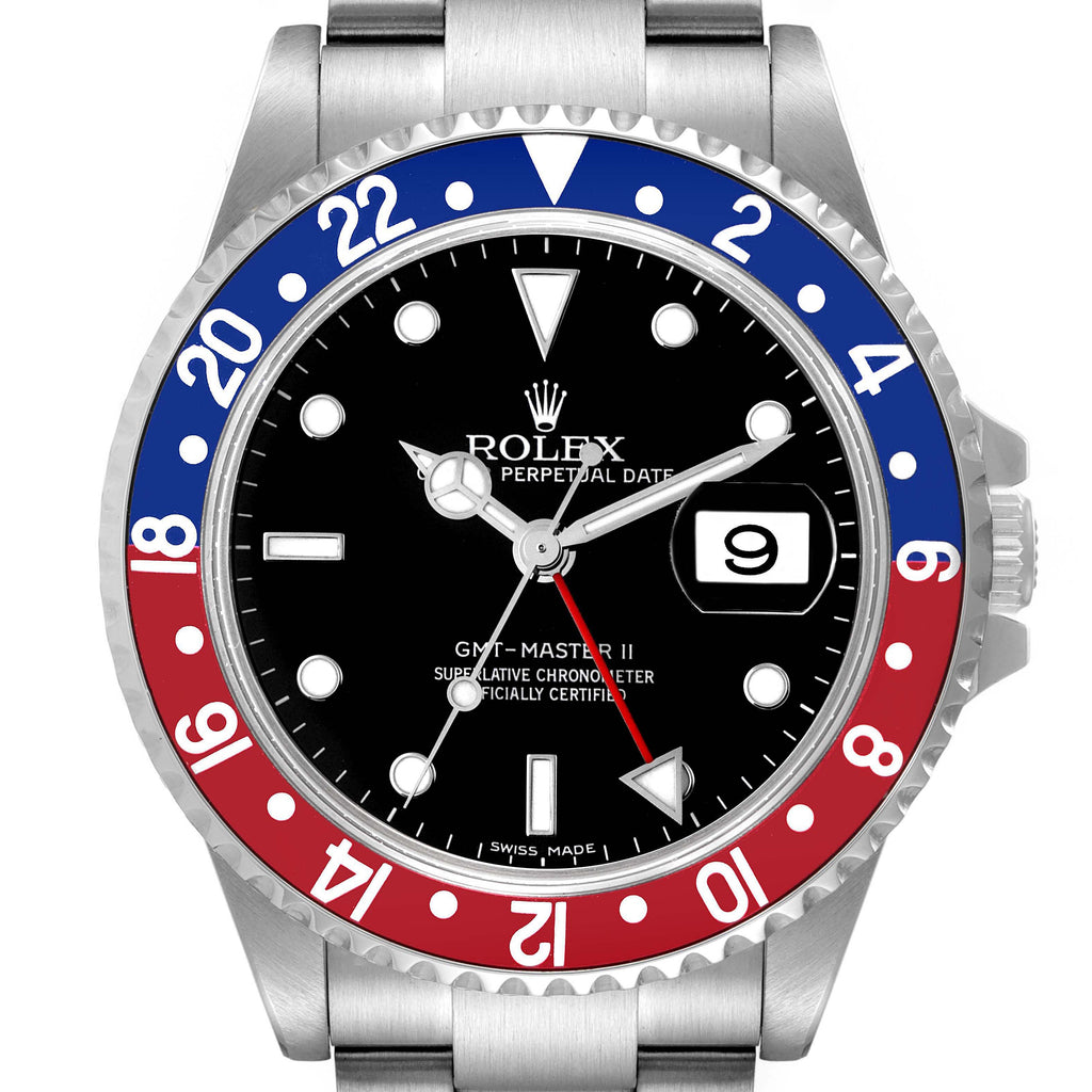 Rolex GMT Master II Pepsi Red Blue Bezel Parachrom Hairspring 3186 Steel Mens Watch 16710