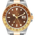Rolex GMT Master II Rootbeer Yellow Gold Steel Mens Watch 16713 Box Papers