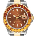 Rolex GMT Master II Rootbeer Yellow Gold Steel Watch 16713 Box Papers
