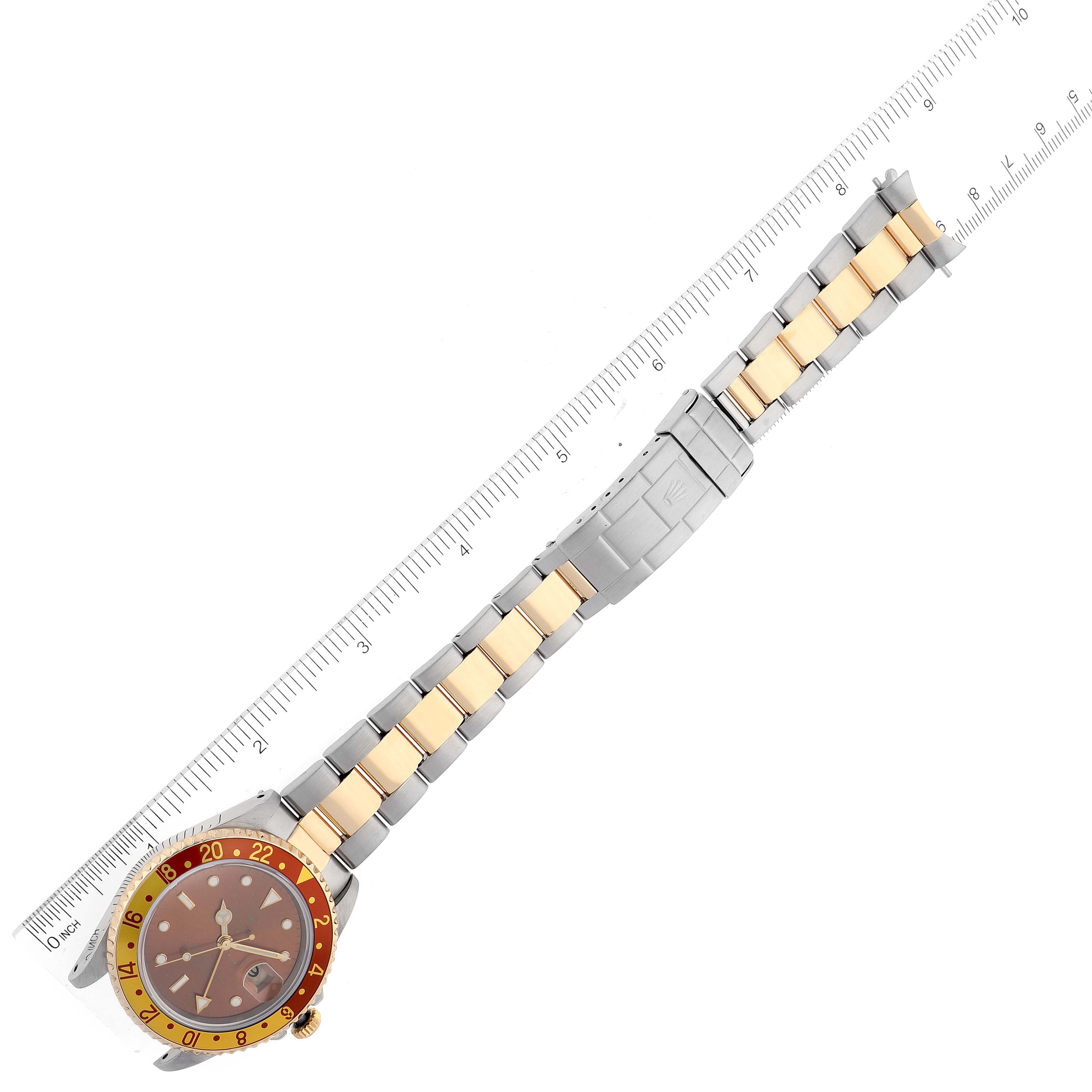 Rolex GMT Master II Rootbeer Yellow Gold Steel Watch 16713 Box Papers