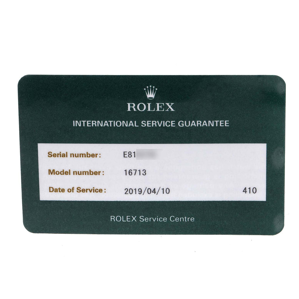 Rolex GMT Master II Rootbeer Yellow Gold Steel Watch 16713 Box Service Card