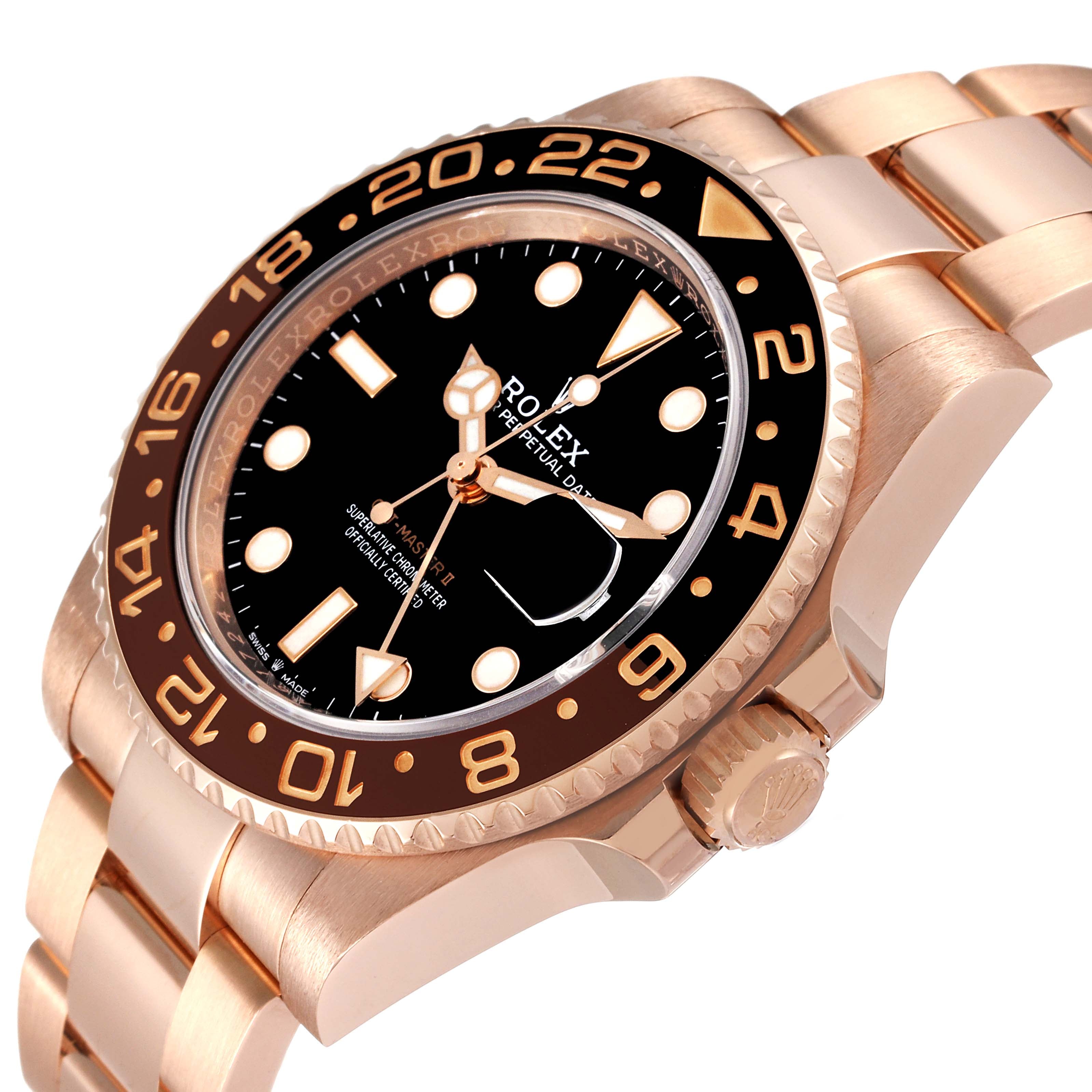 Rolex GMT Master II Rose Gold Mens Watch 126715 Box Card