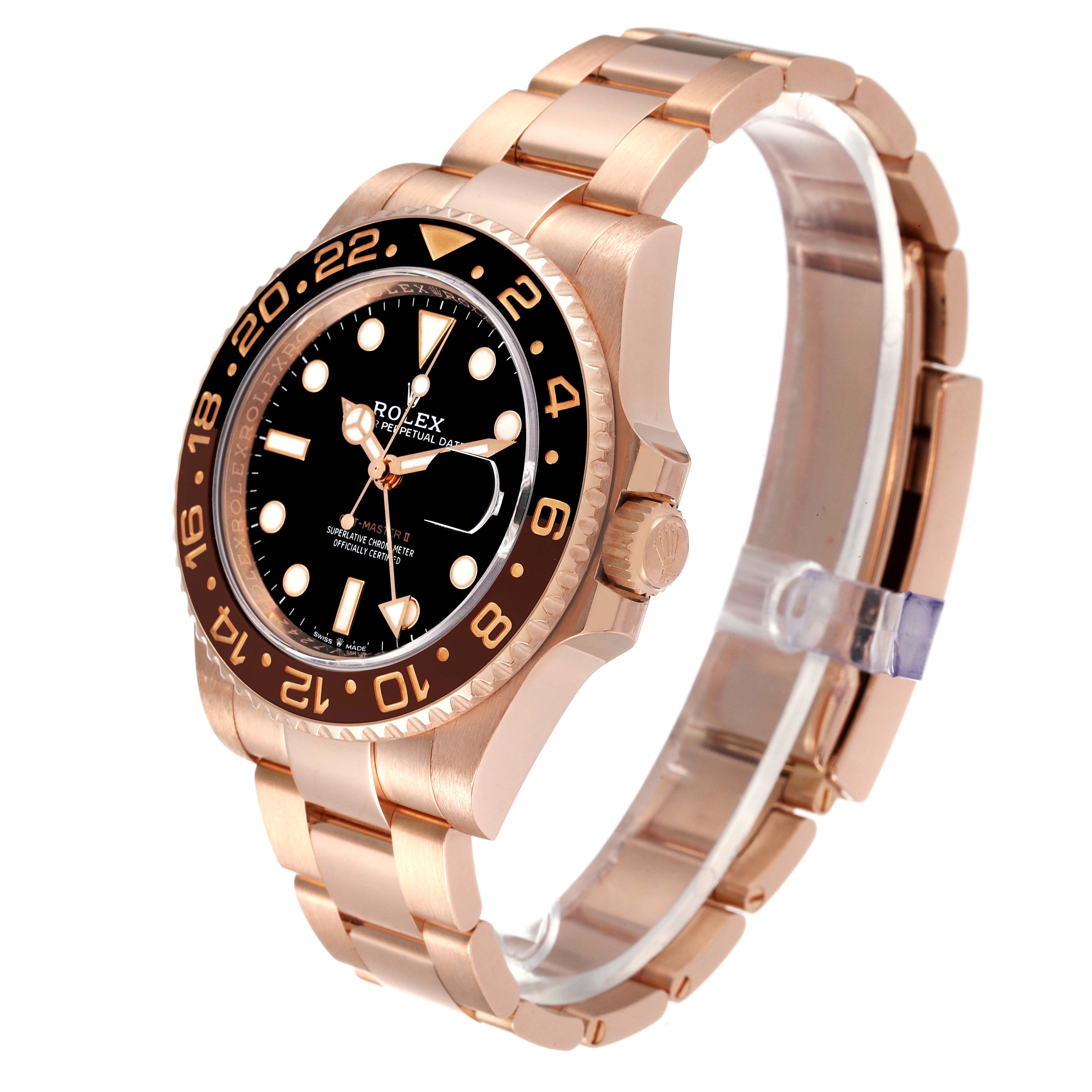 Rolex GMT Master II Rose Gold Mens Watch 126715 Box Card