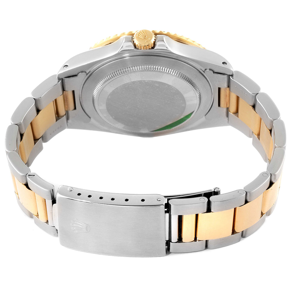 Rolex GMT Master II Steel Yellow Gold Rootbeer Serti Dial Mens Watch 16713