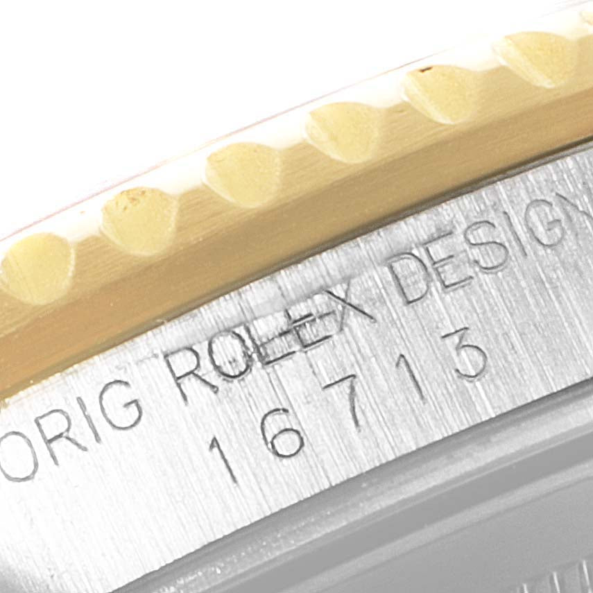Rolex GMT Master II Steel Yellow Gold Rootbeer Serti Dial Mens Watch 16713