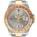 Rolex GMT Master II Steel Yellow Gold Rootbeer Serti Dial Mens Watch 16713