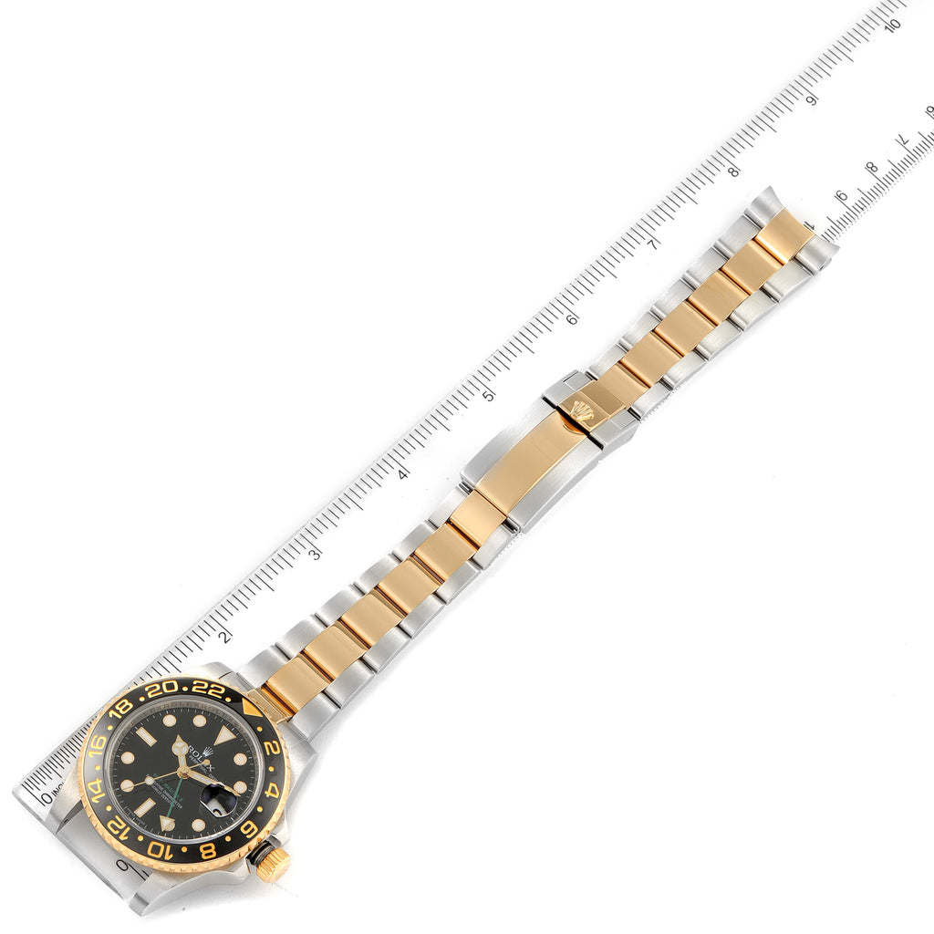Rolex GMT Master II Yellow Gold Steel Black Dial Mens Watch 116713