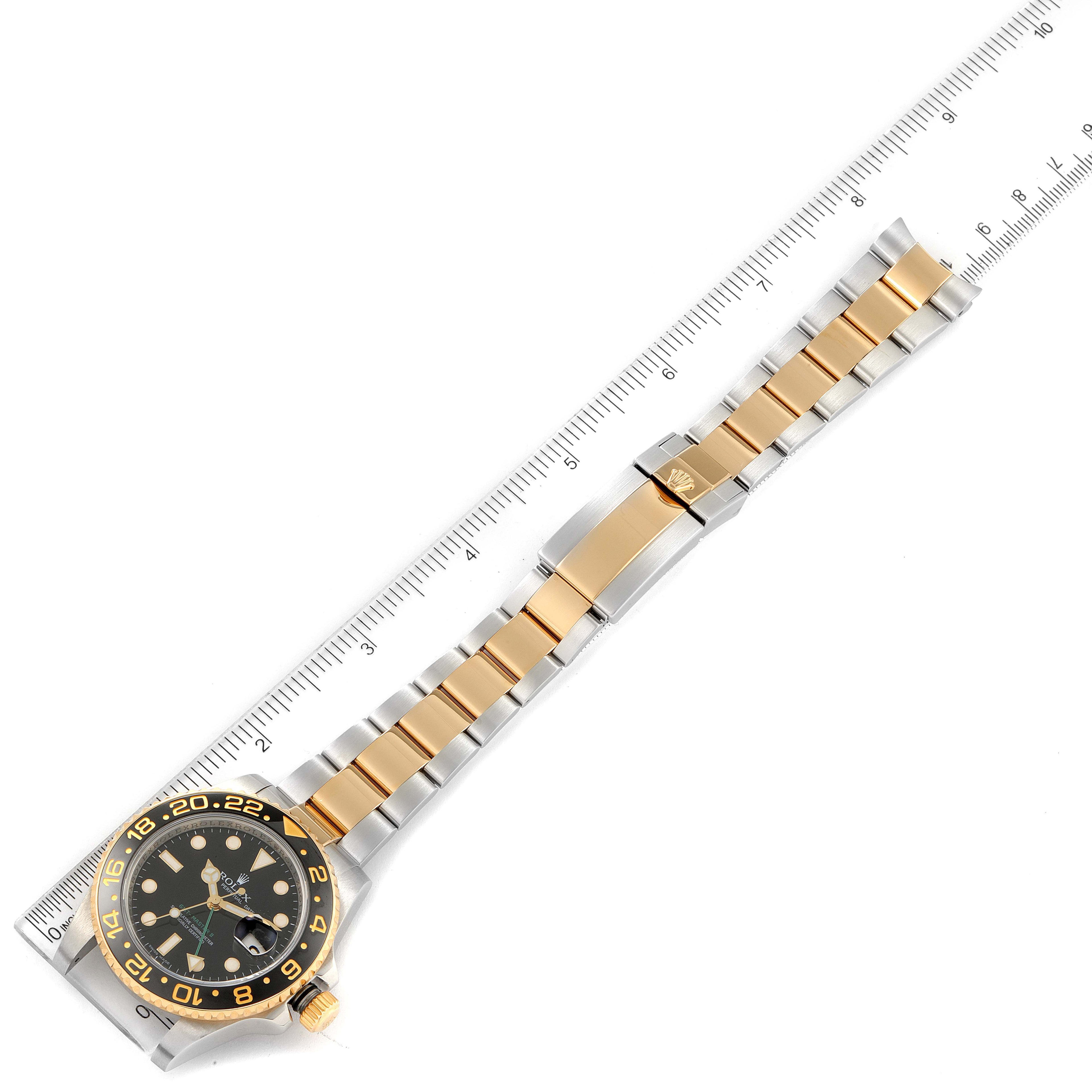 Rolex GMT Master II Yellow Gold Steel Black Dial Mens Watch 116713