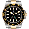 Rolex GMT Master II Yellow Gold Steel Black Dial Mens Watch 116713
