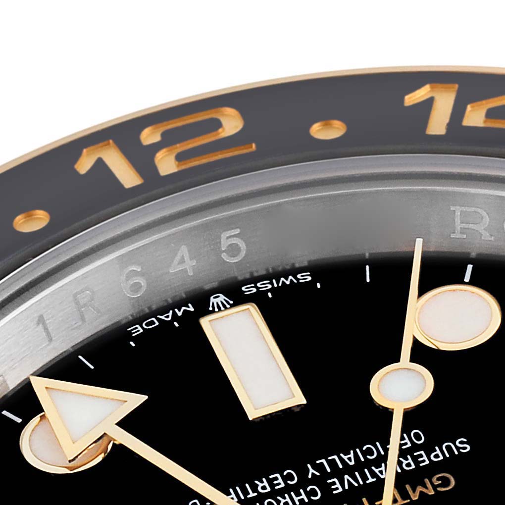 Rolex GMT Master II Yellow Gold Steel Black Grey Bezel Mens Watch 126713