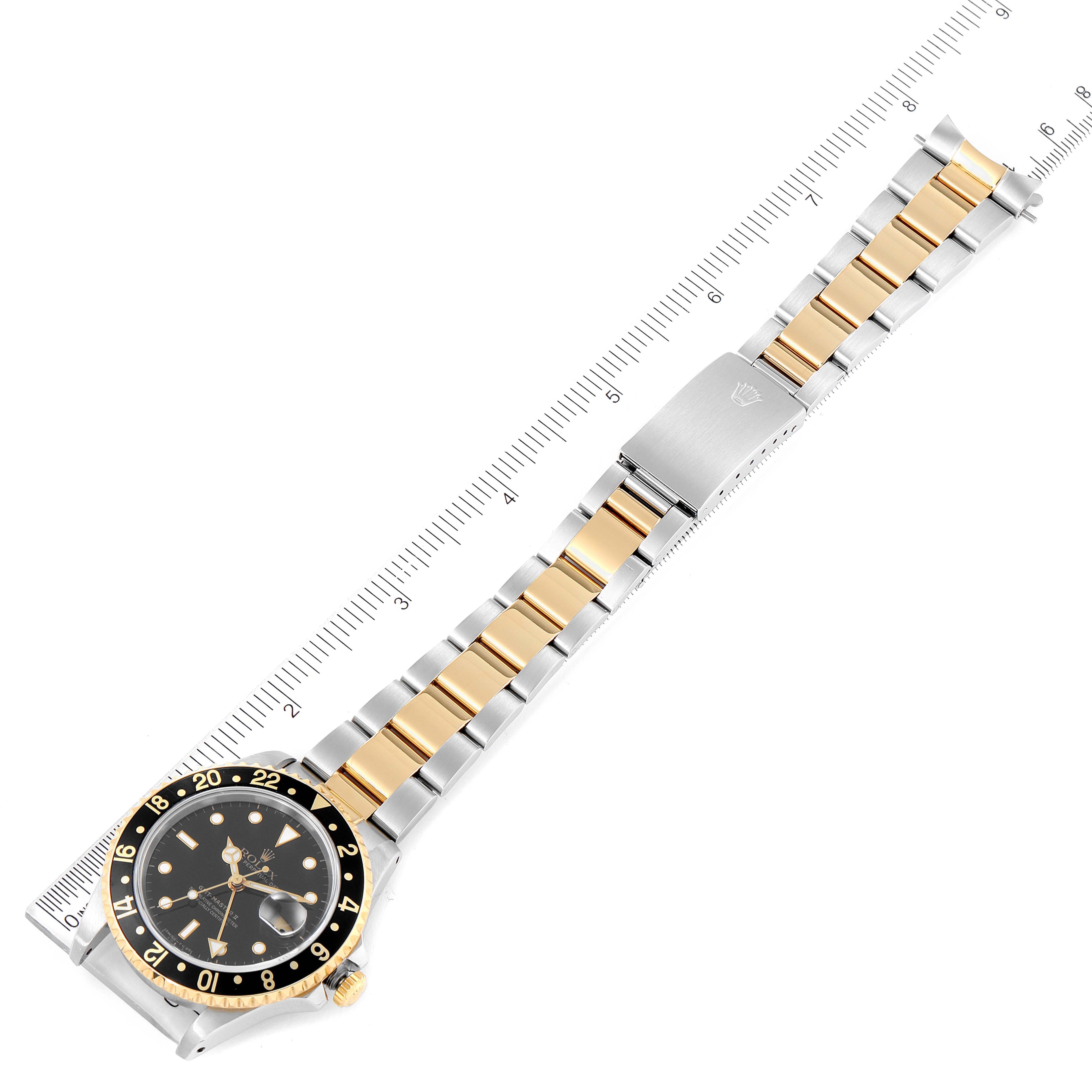 Rolex GMT Master II Yellow Gold Steel Oyster Bracelet Mens Watch 16713 Box Papers