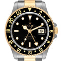 Rolex GMT Master II Yellow Gold Steel Oyster Bracelet Mens Watch 16713 Box Papers