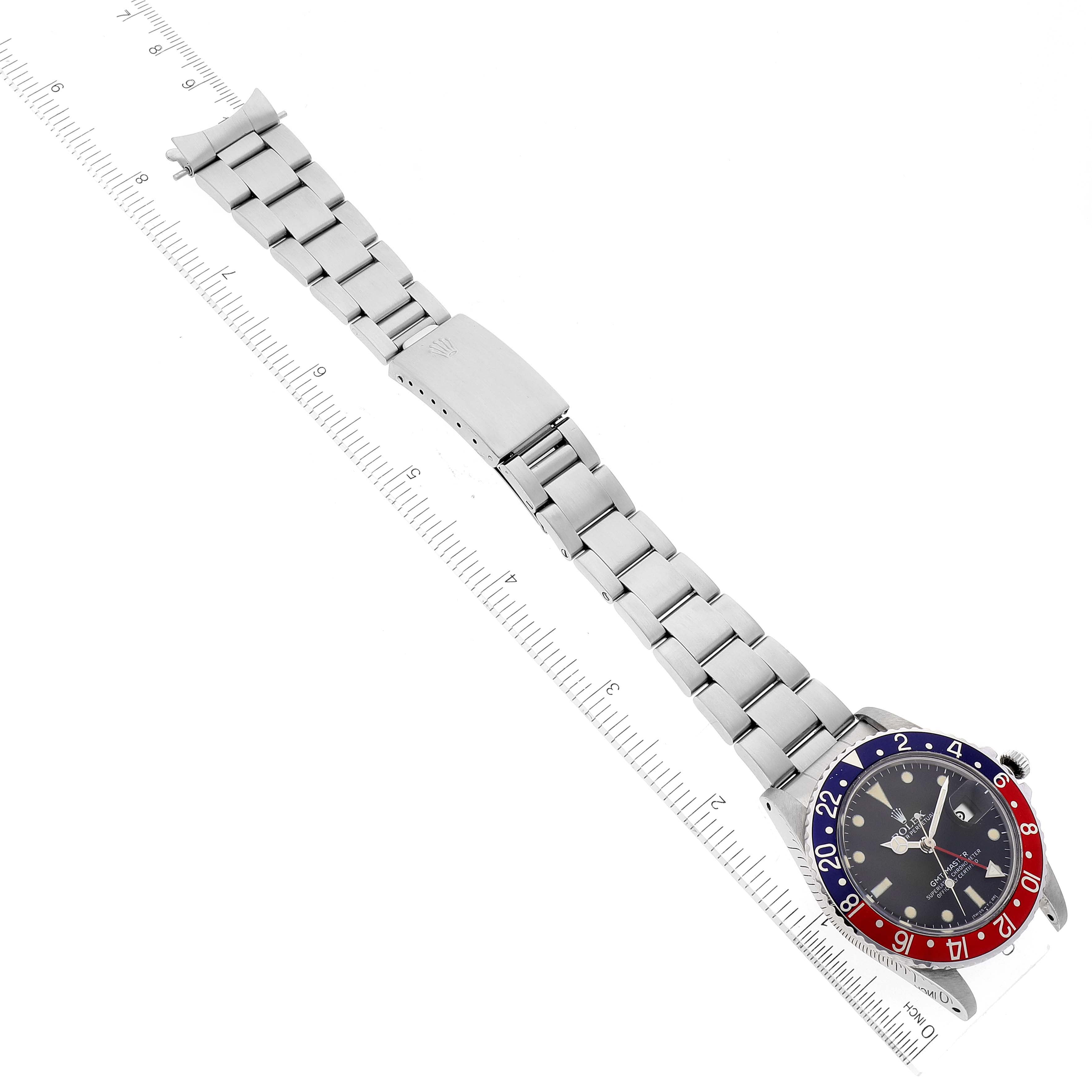 Rolex GMT Master Pepsi Bezel Vintage Matte Dial Steel Mens Watch 16750