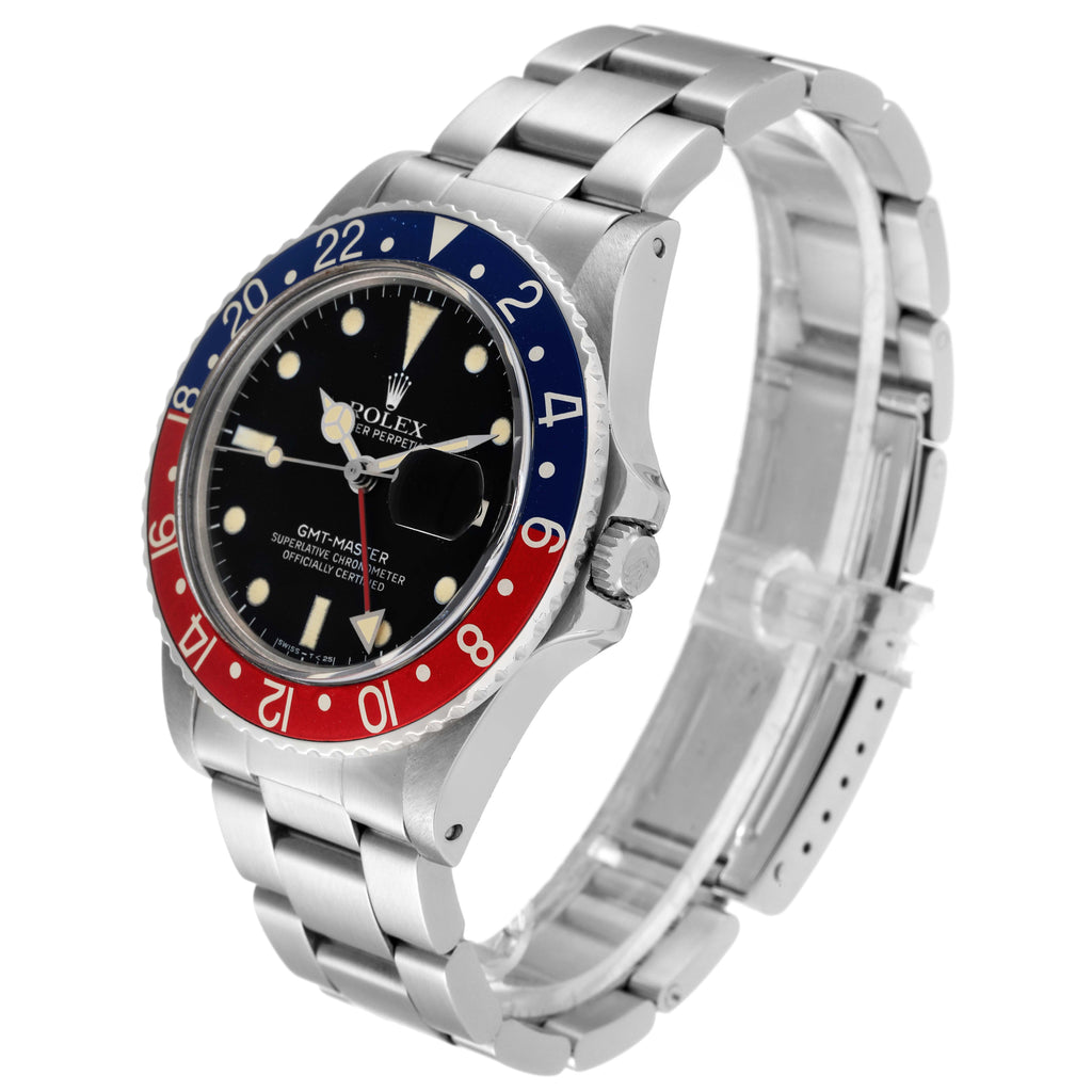 Rolex GMT Master Pepsi Bezel Vintage Matte Dial Steel Mens Watch 16750