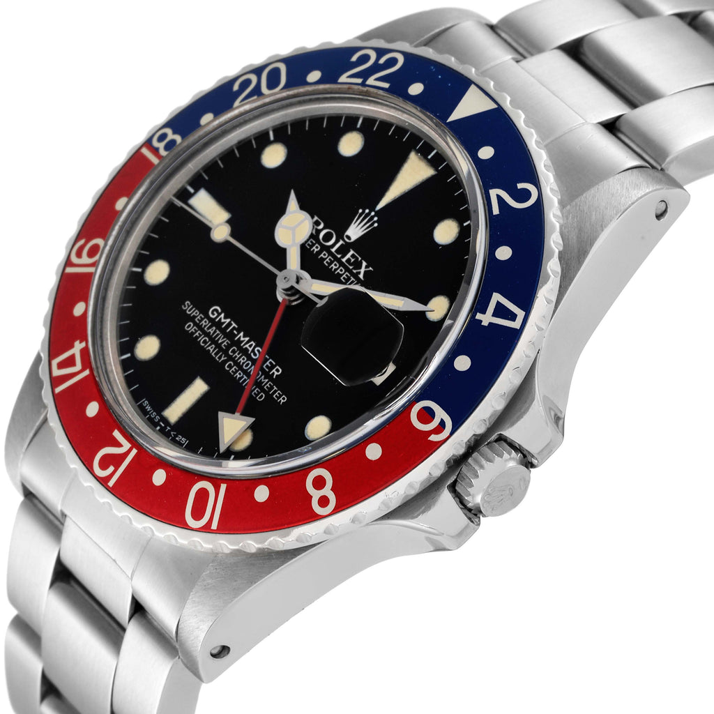 Rolex GMT Master Pepsi Bezel Vintage Matte Dial Steel Mens Watch 16750