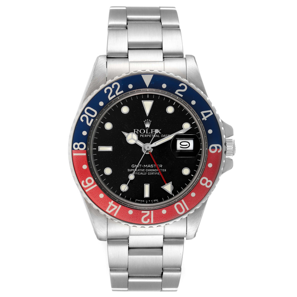 Rolex GMT Master Pepsi Bezel Vintage Steel Mens Watch 16750