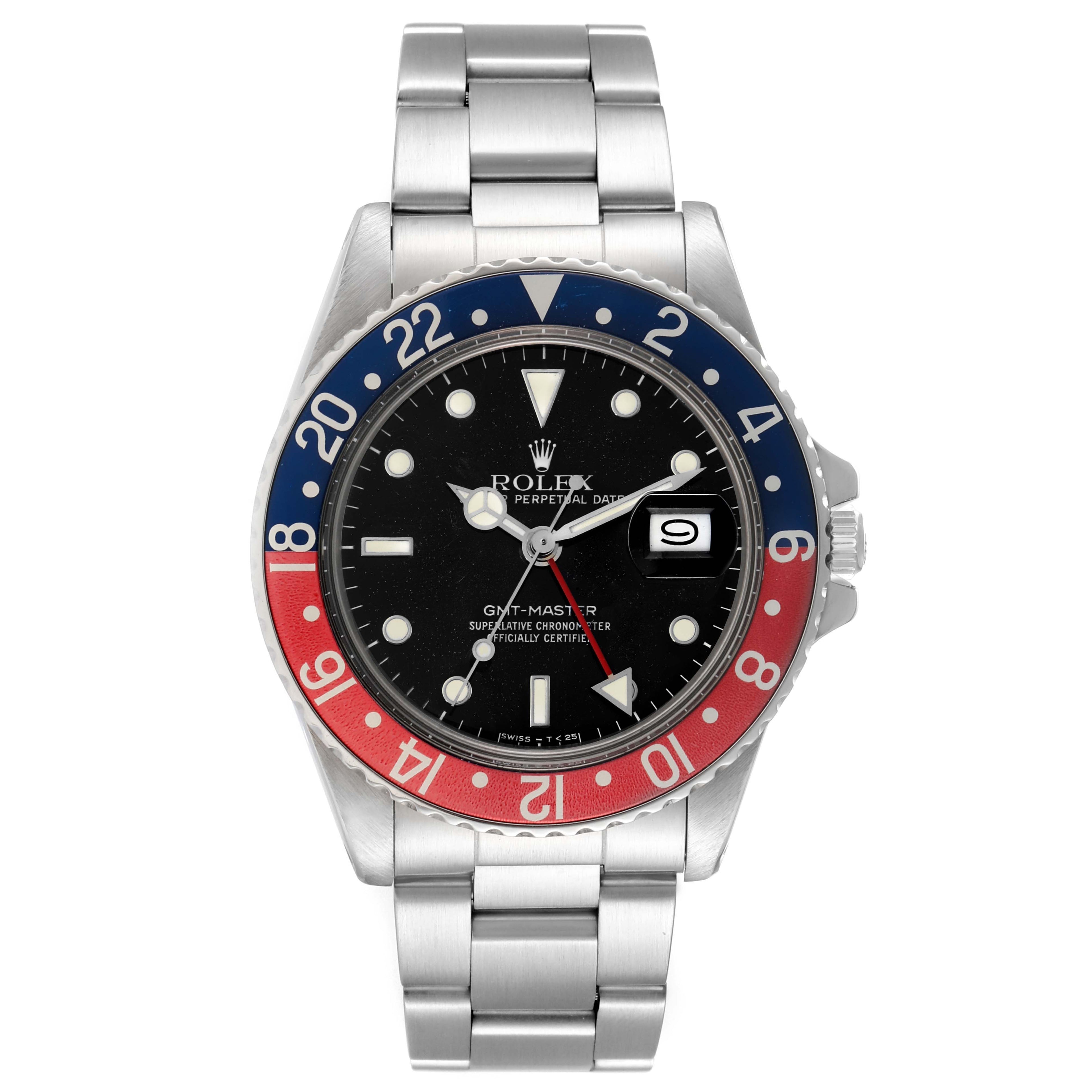 Rolex GMT Master Pepsi Bezel Vintage Steel Mens Watch 16750