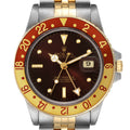 Rolex GMT Master Rootbeer Yellow Gold Steel Nipple Dial Vintage Watch 16753