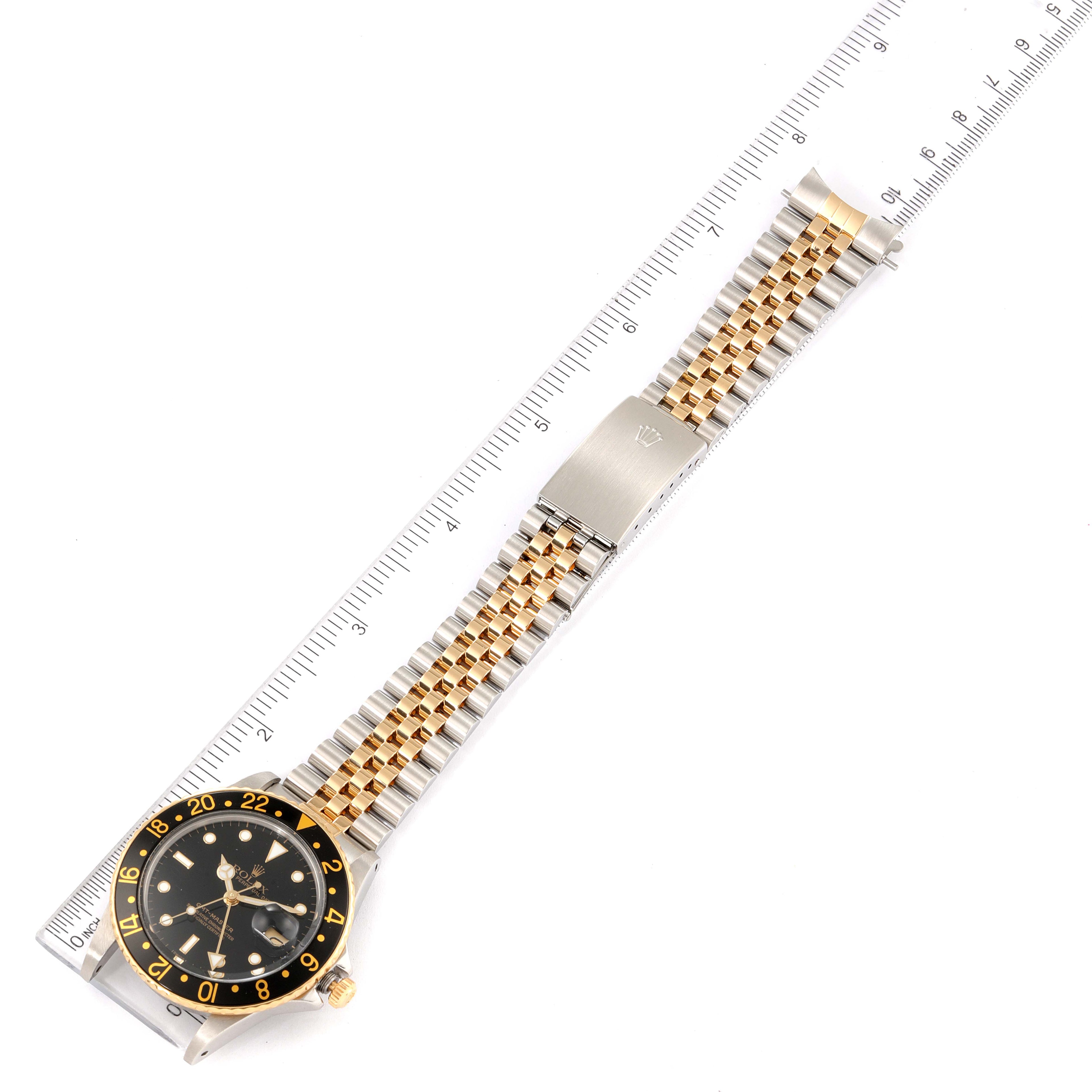 Rolex GMT Master Steel Yellow Gold Black Dial Vintage Watch 16753 Box Papers