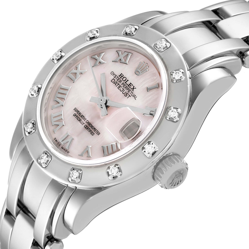 Rolex Pearlmaster White Gold Mother of Pearl Diamond Ladies Watch 80319