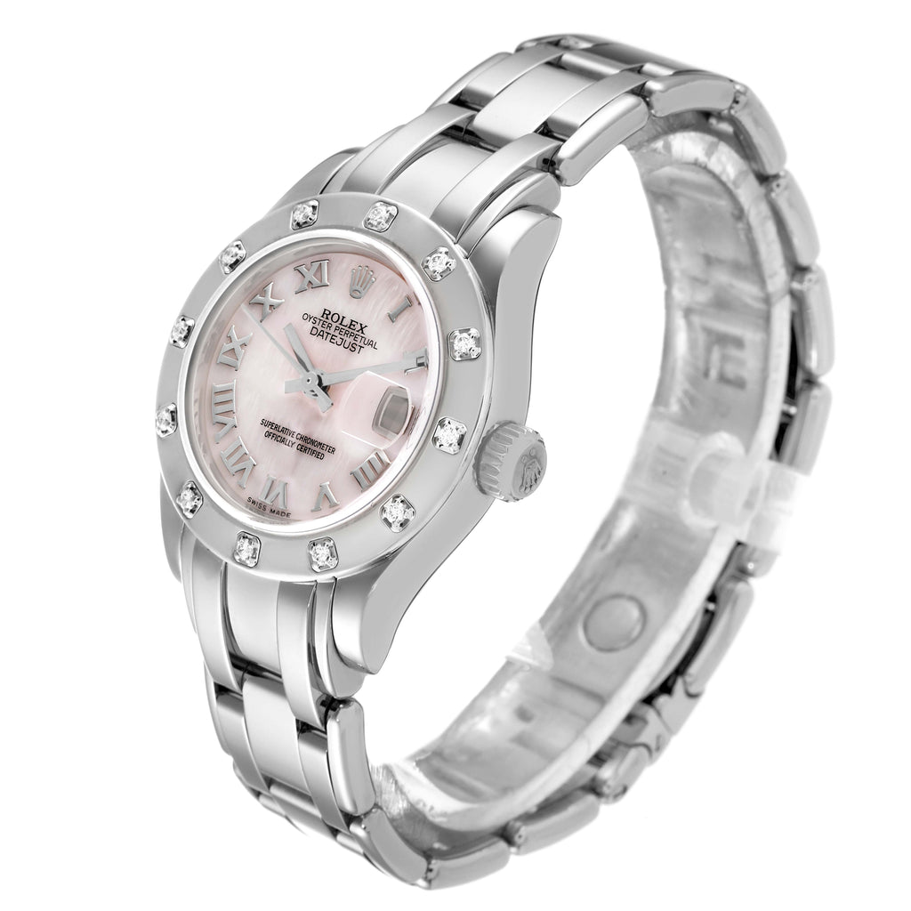 Rolex Pearlmaster White Gold Mother of Pearl Diamond Ladies Watch 80319
