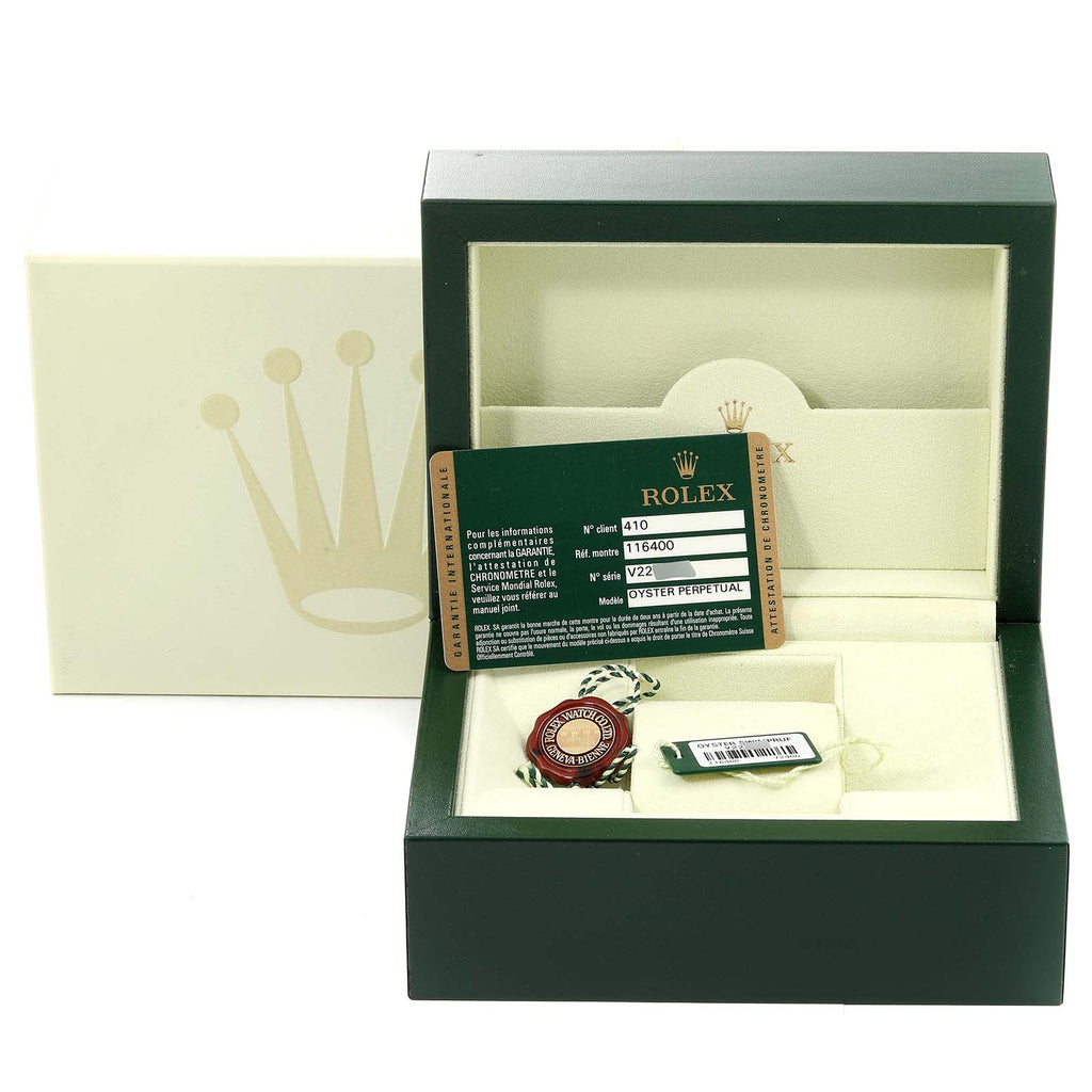 Rolex Milgauss Black Dial Domed Bezel Steel Mens Watch 116400 Box Card
