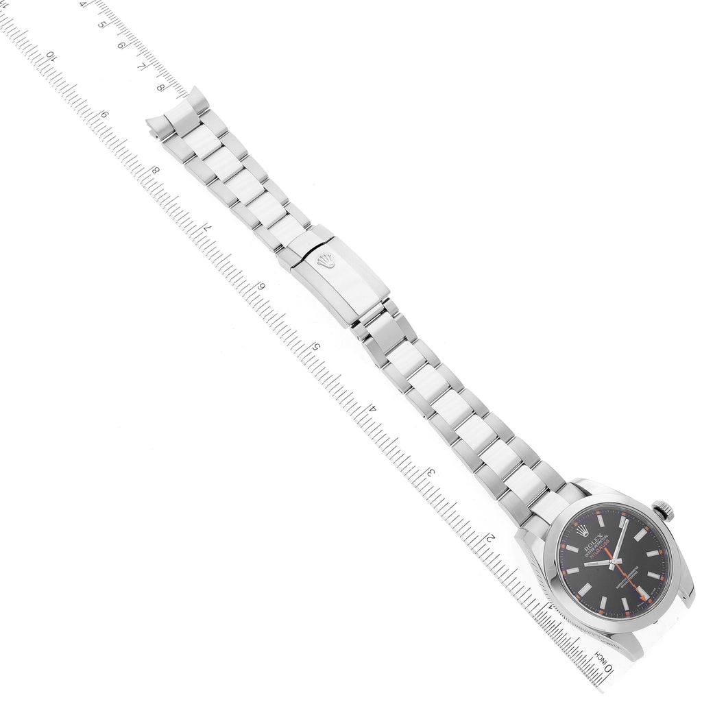 Rolex Milgauss Black Dial Domed Bezel Steel Mens Watch 116400 Box Card