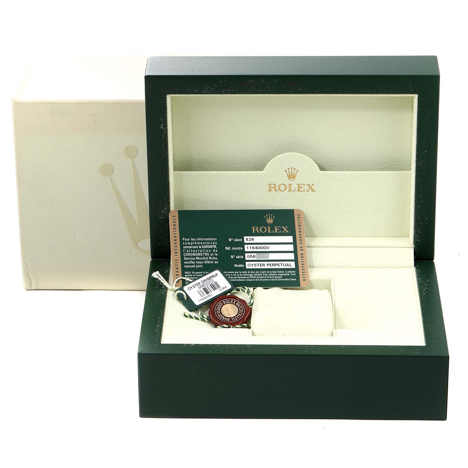 Rolex Milgauss Black Dial Green Crystal Steel Mens Watch 116400GV Box Card